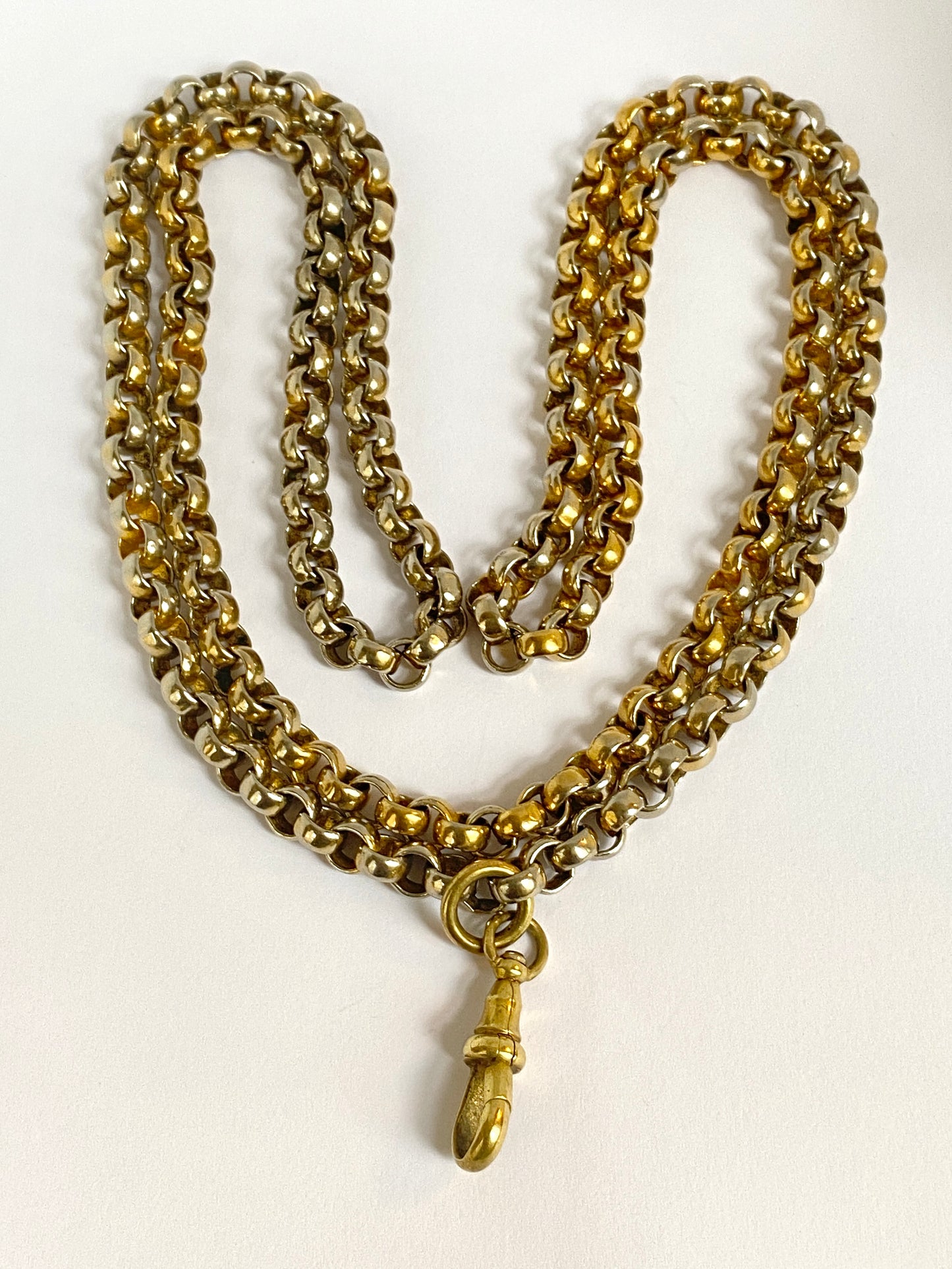 Antique, Victorian 32 inch Gilt Metal Belcher Long Guard Chain (72g)