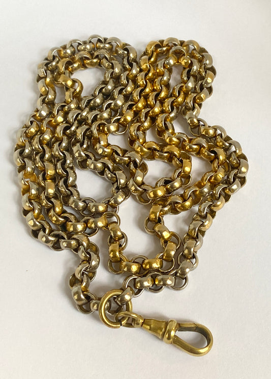 Antique, Victorian 32 inch Gilt Metal Belcher Long Guard Chain (72g)