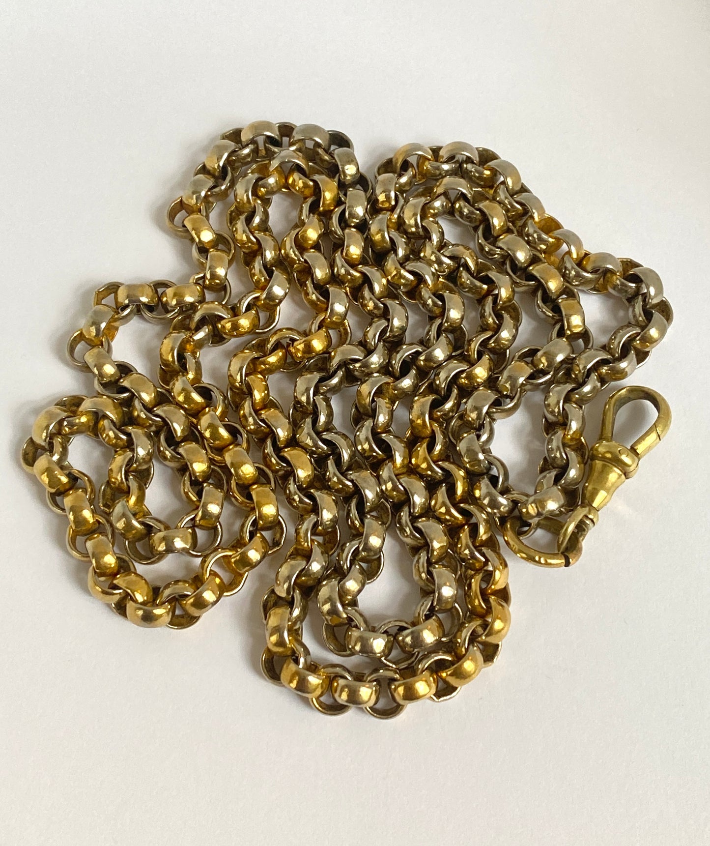 Antique, Victorian 32 inch Gilt Metal Belcher Long Guard Chain (72g)