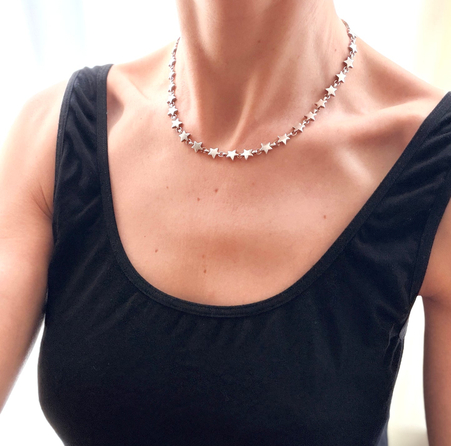 Fabulous, Vintage, Tiffany Puffy Silver Star Necklace, 16 inches, 28g.