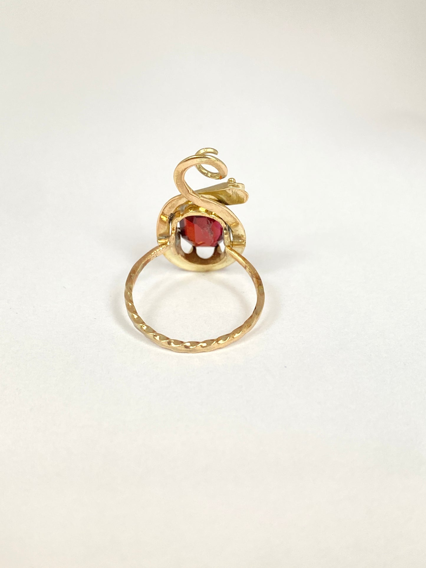 9ct Gold Vintage Snake Ring with Garnet