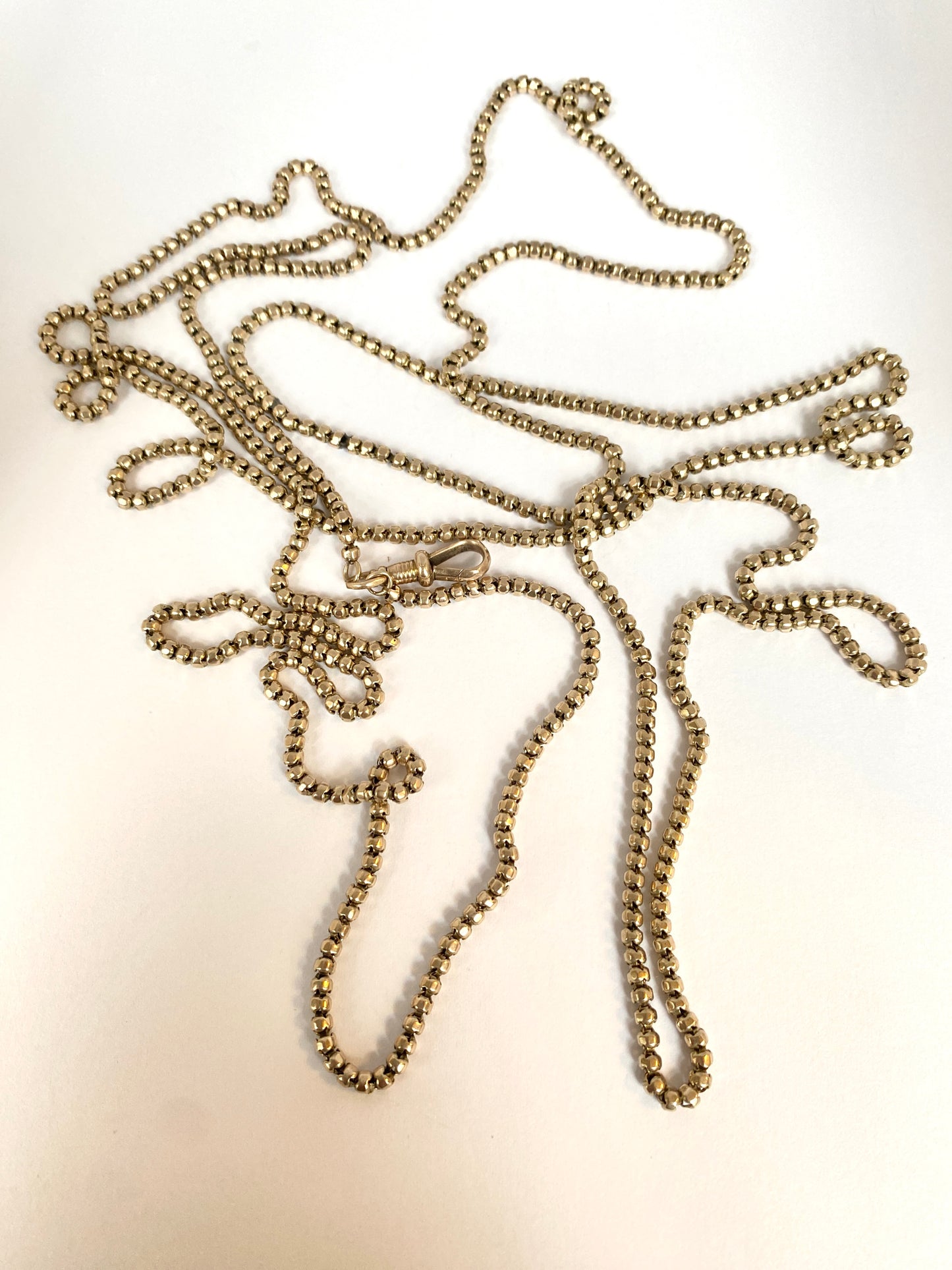 Antique, 9ct Gold Victorian Ball / Bubble Link Long Guard, 58 inches, 26.14g