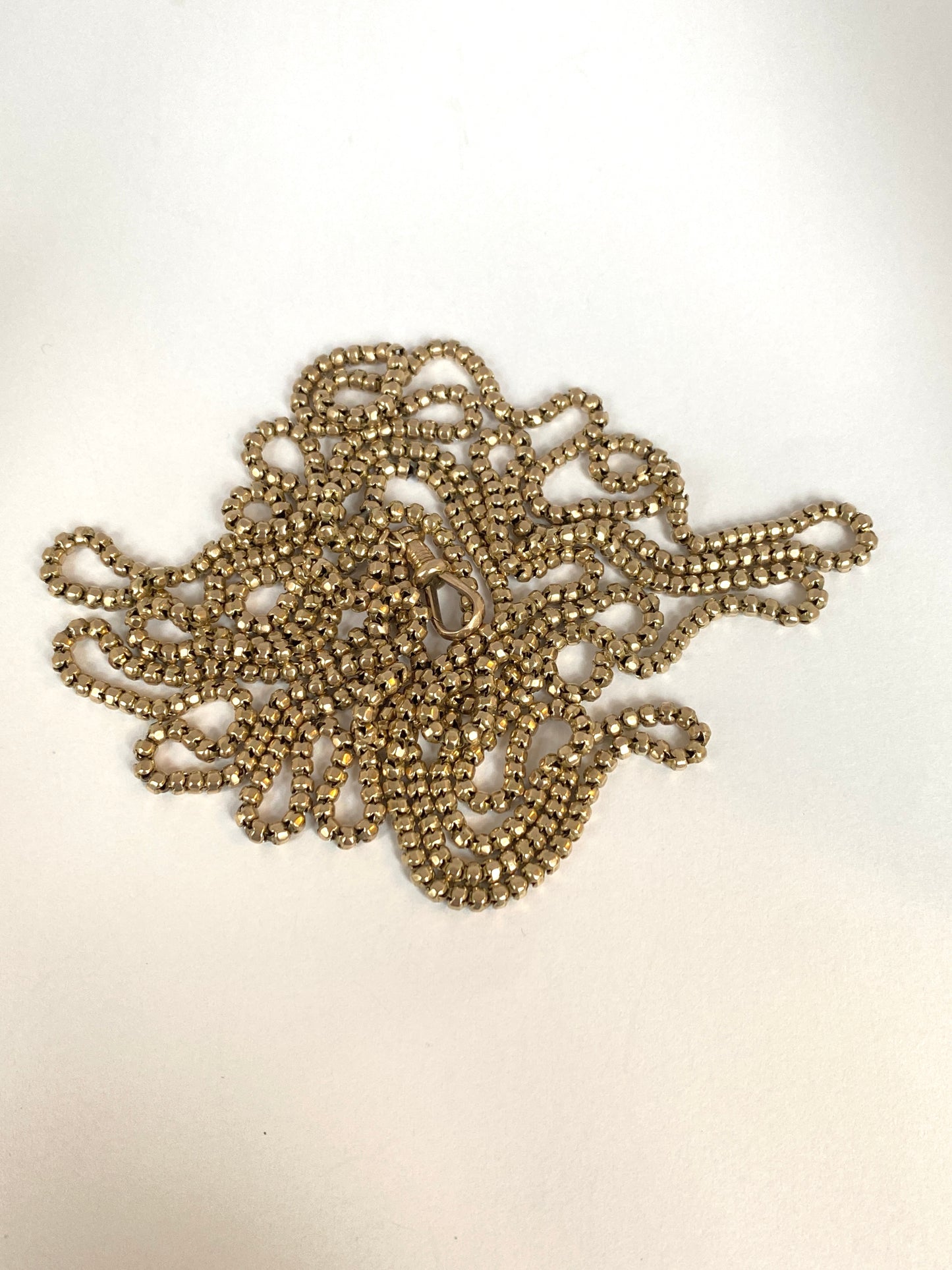 Antique, 9ct Gold Victorian Ball / Bubble Link Long Guard, 58 inches, 26.14g