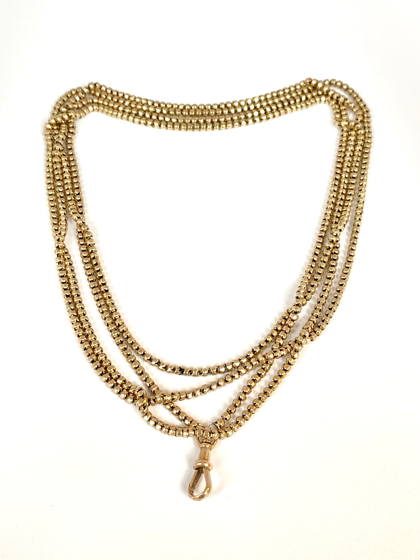 Antique, 9ct Gold Victorian Ball / Bubble Link Long Guard, 58 inches, 26.14g