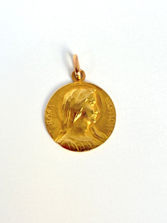 Vintage, Italian 18ct Gold, Madonna (Virgin Mary) Rosa Mystica Pendant