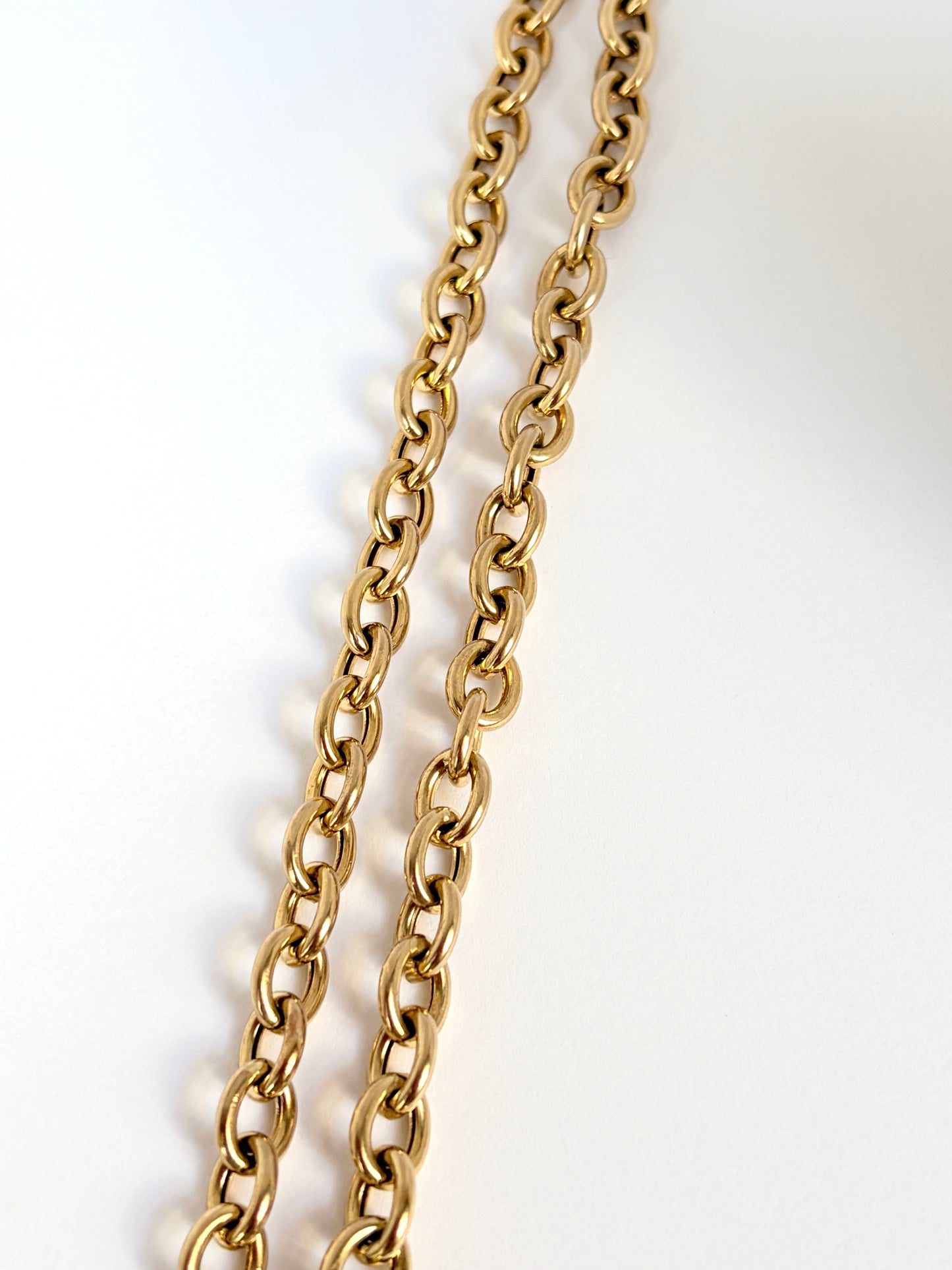Classic, 18 inch, Vintage, Cable Link Chain with Toggle clasp and Puiffy Heart, 15.62g