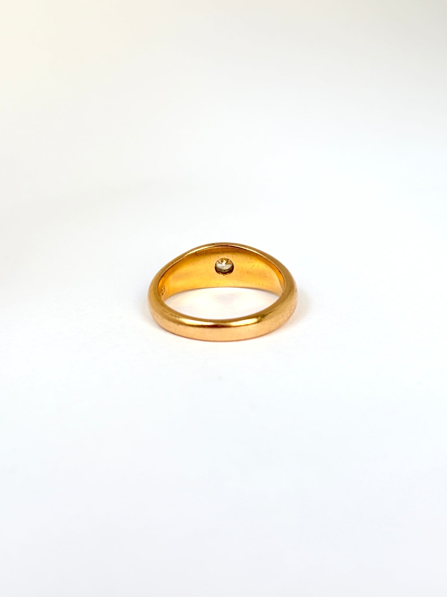 Art Deco, 18ct Gold Ruby and Old Cut Diamond Gypsy Ring, Hallmarked 18ct Gold Birmingham, 1924