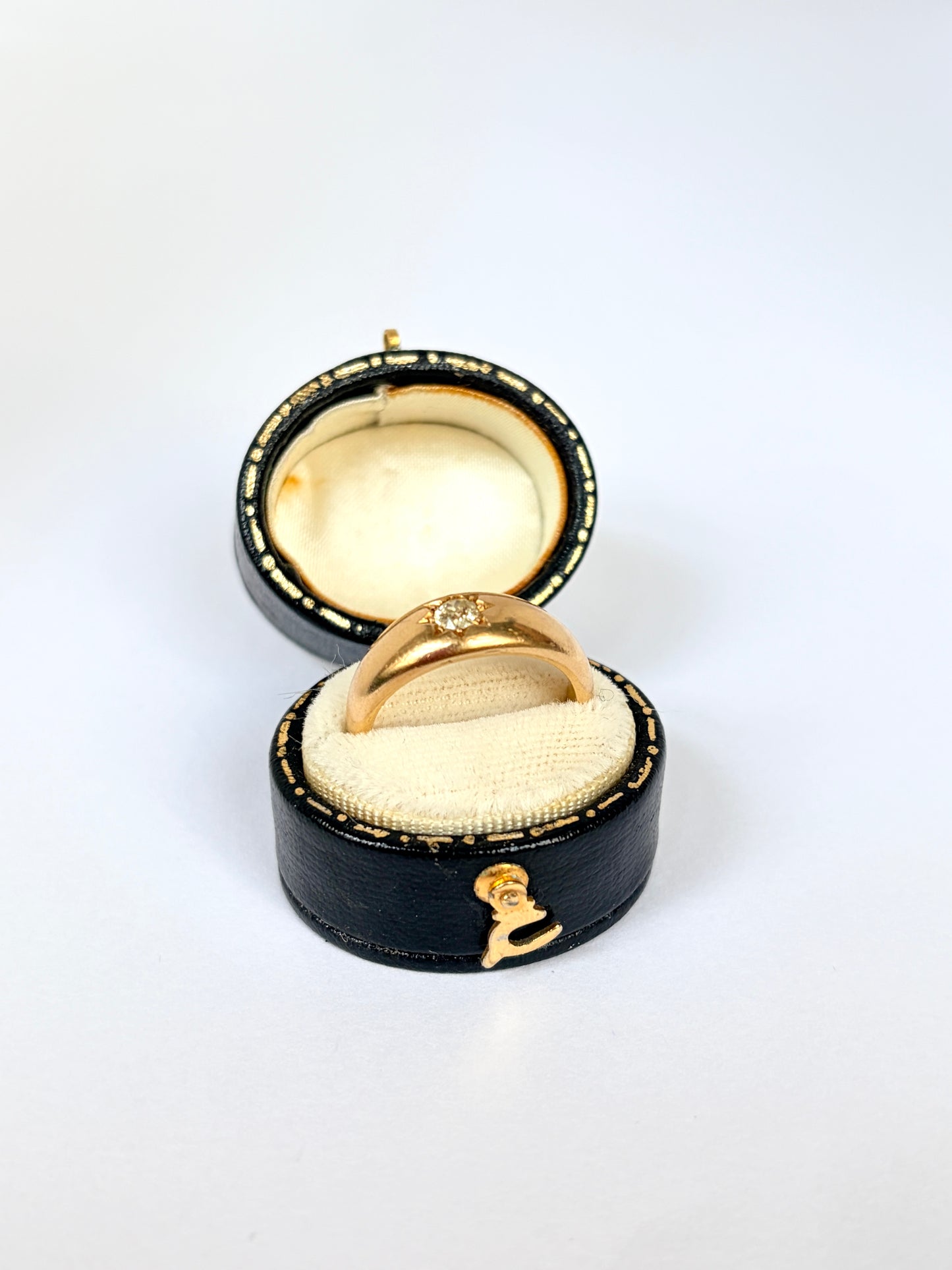 Art Deco, 18ct Gold Ruby and Old Cut Diamond Gypsy Ring, Hallmarked 18ct Gold Birmingham, 1924