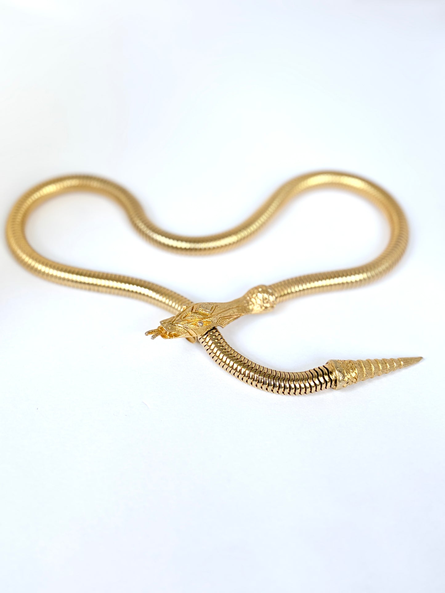 Vintage, 17 inch, 9ct Rolled Gold Detailed Snake necklace, 62.33g