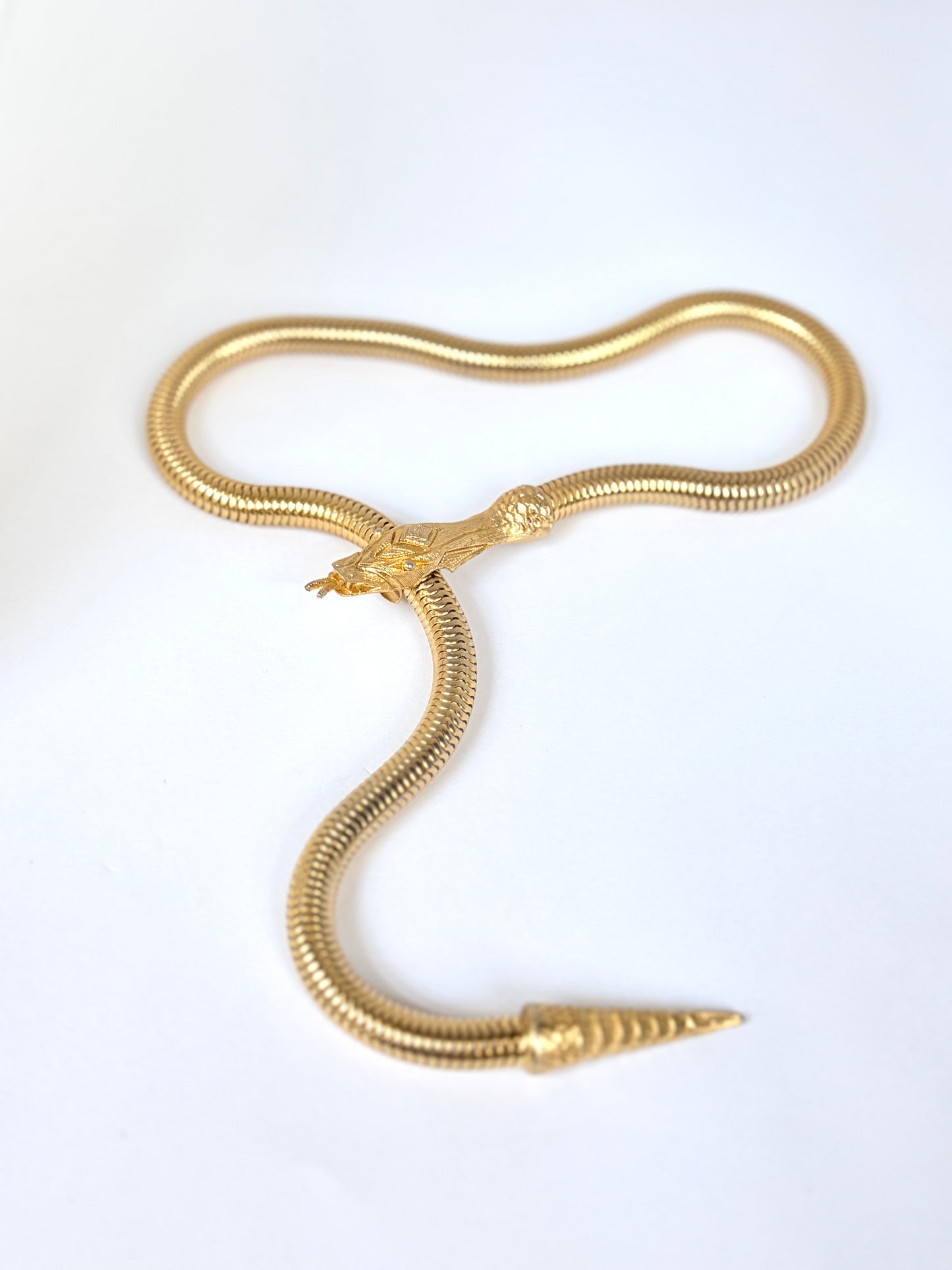 Vintage, 17 inch, 9ct Rolled Gold Detailed Snake necklace, 62.33g