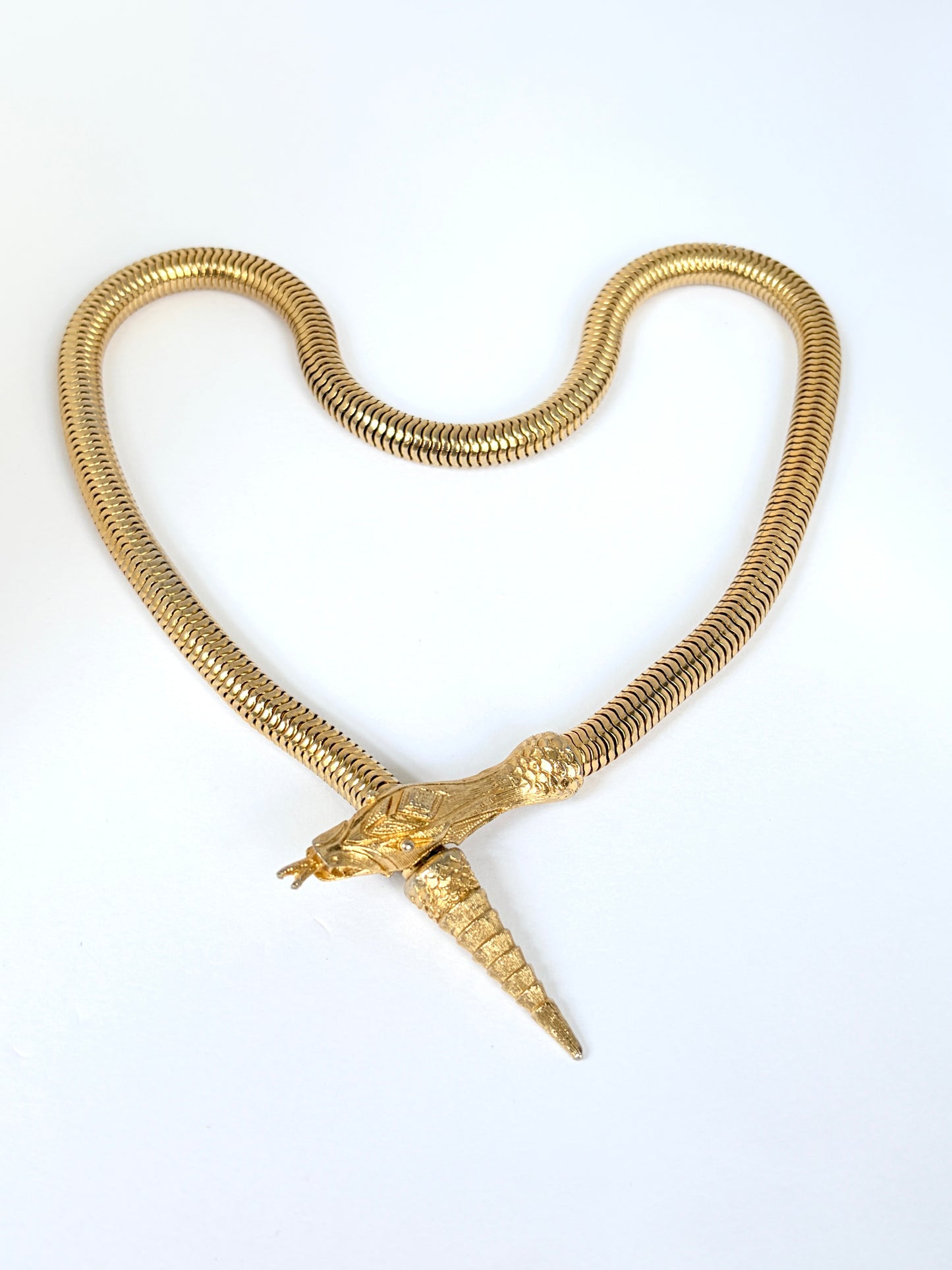 Vintage, 17 inch, 9ct Rolled Gold Detailed Snake necklace, 62.33g