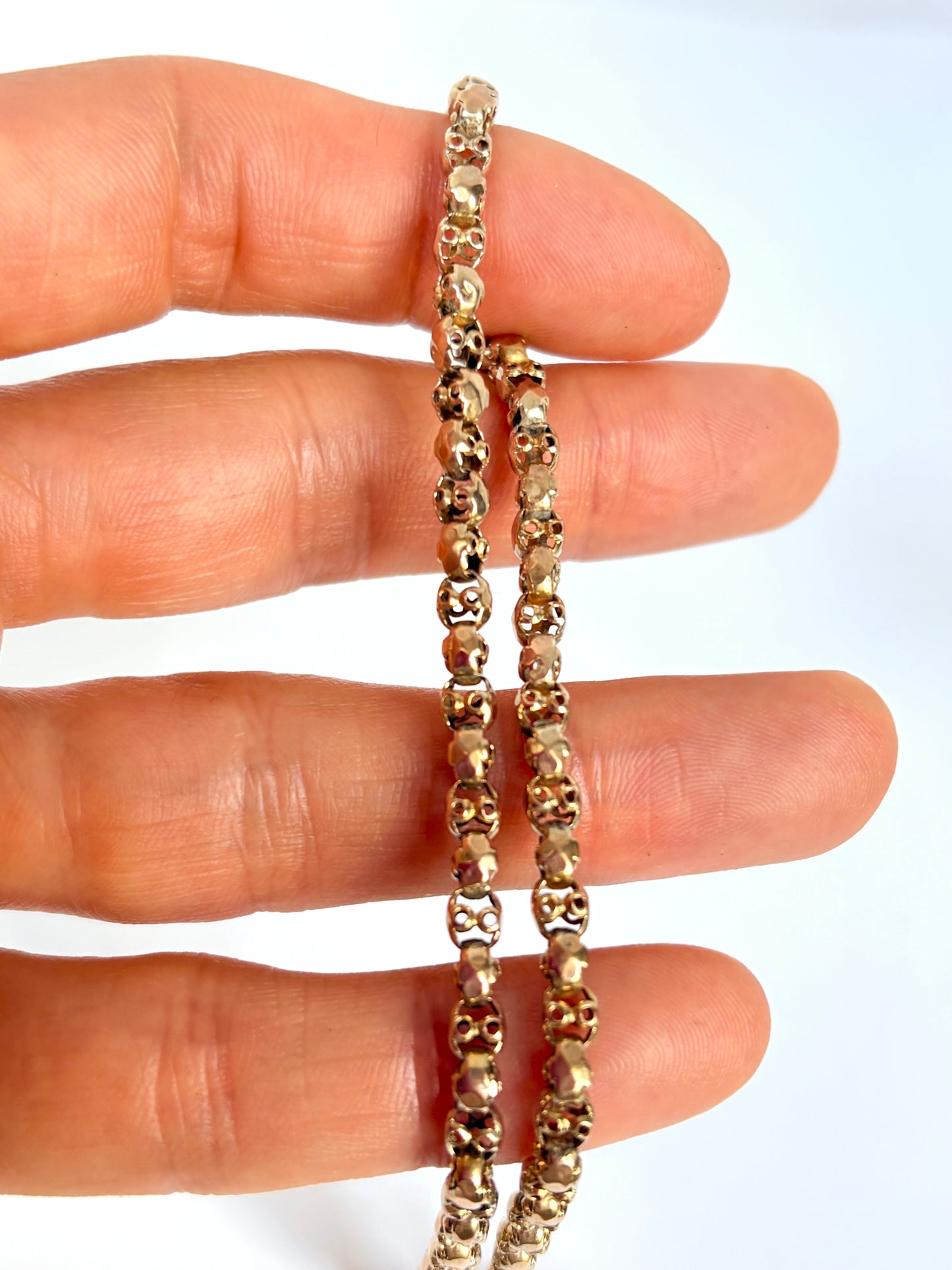 Antique 9ct Gold Victorian Fancy Belcher Chain,  16 inches with spring ring (10.86g)