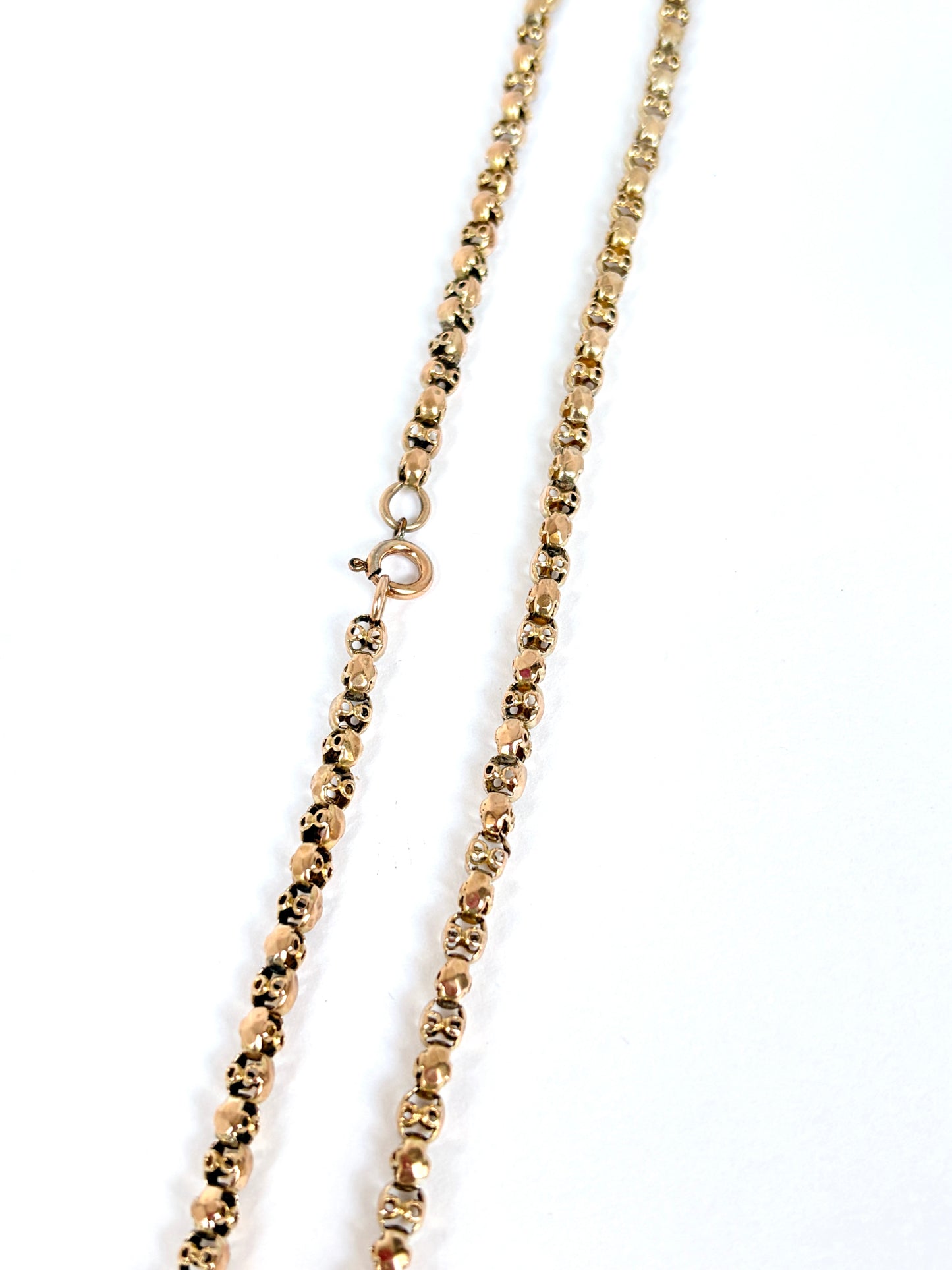 Antique 9ct Gold Victorian Fancy Belcher Chain,  16 inches with spring ring (10.86g)