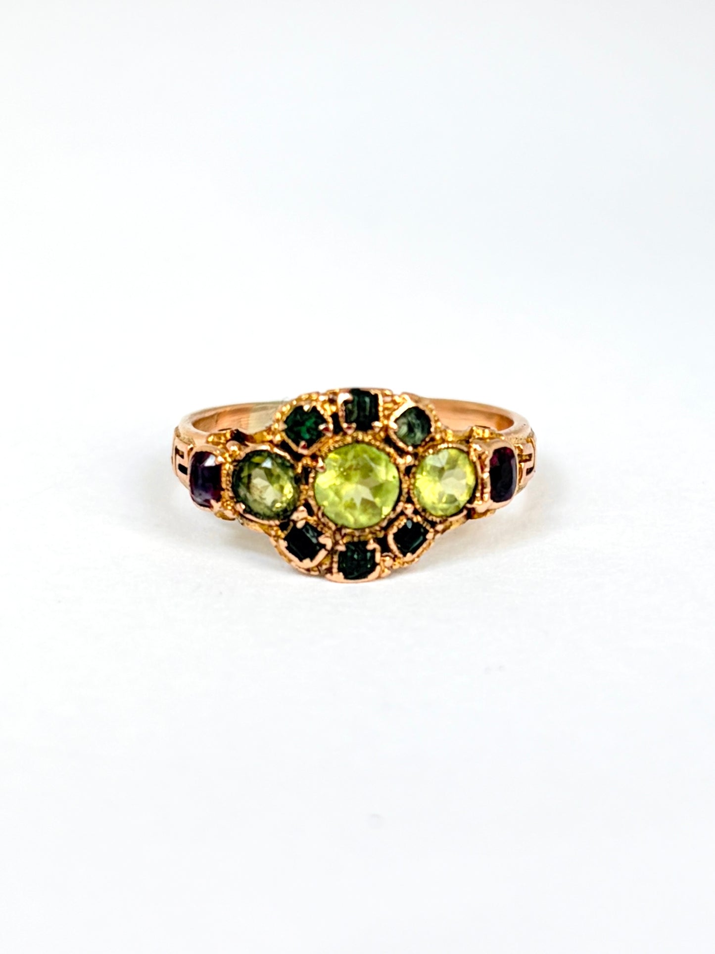 Victorian, Peridot, Tourmaline and Garnet Ring