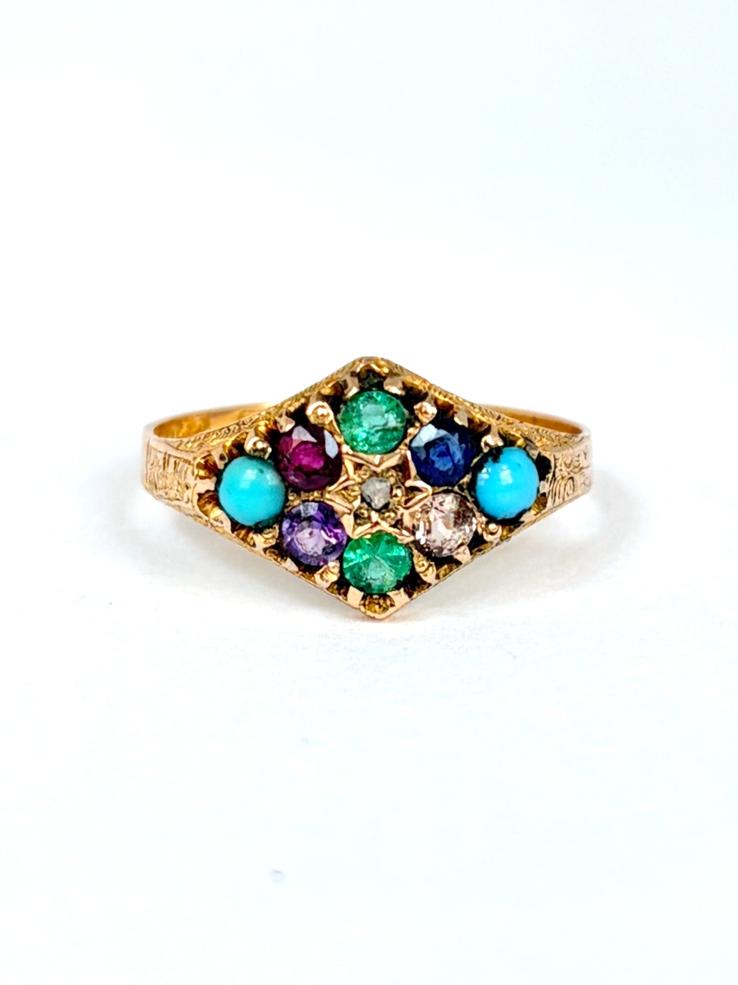 Victorian, Antique, 15ct Gold, Dearest Acrostic Multi-Gem Ring, Hallmarked 1921