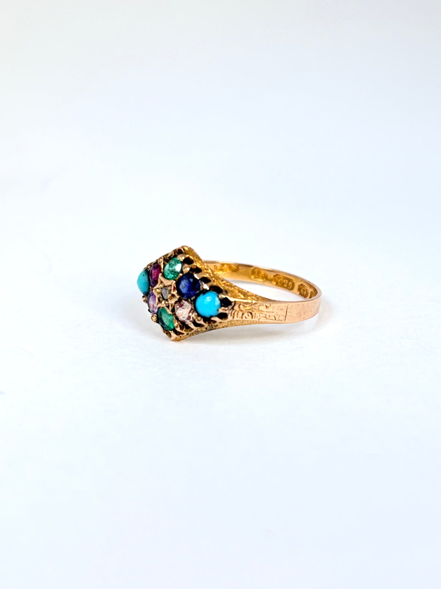Victorian, Antique, 15ct Gold, Dearest Acrostic Multi-Gem Ring, Hallmarked 1921