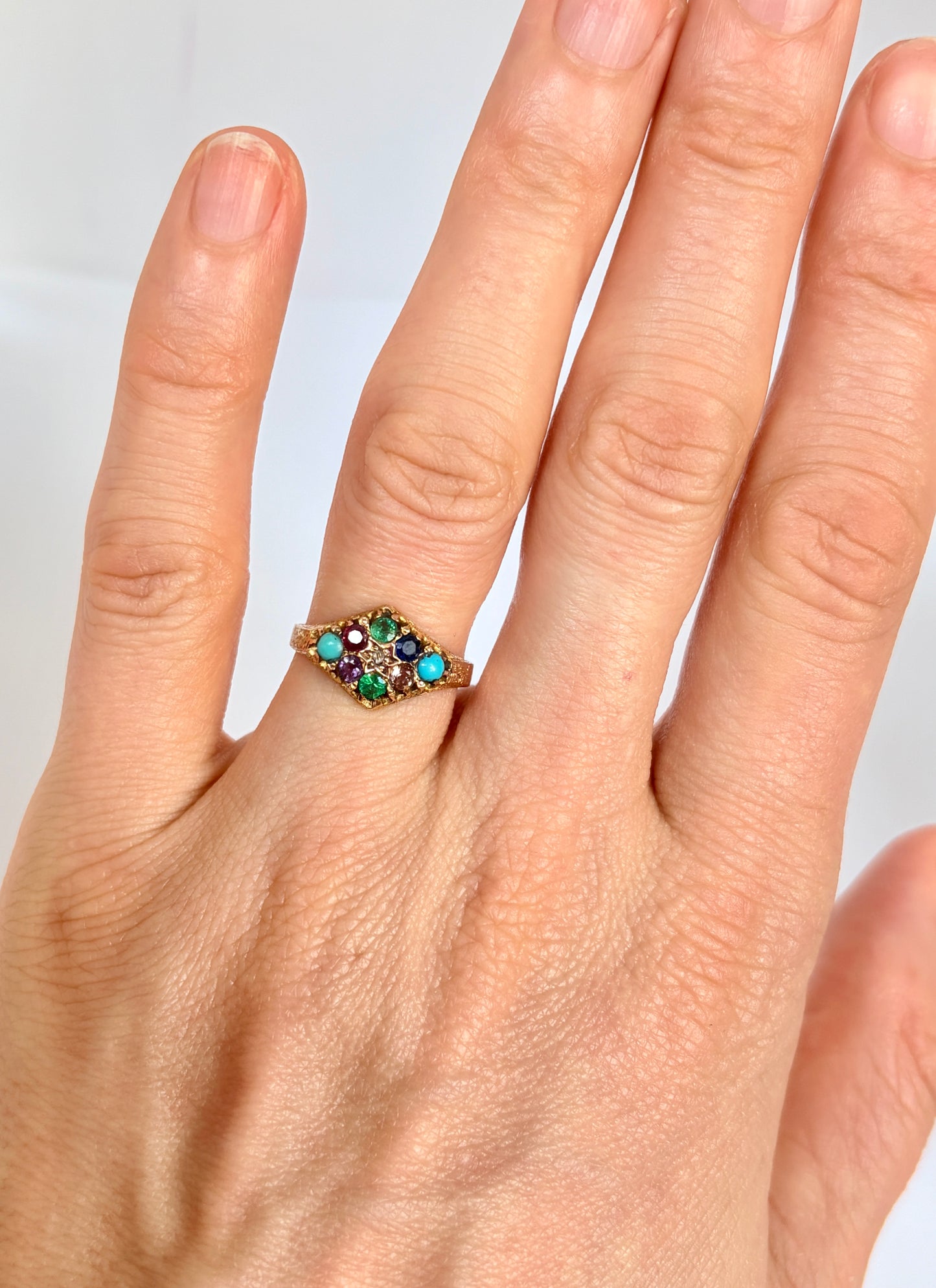 Victorian, Antique, 15ct Gold, Dearest Acrostic Multi-Gem Ring, Hallmarked 1921