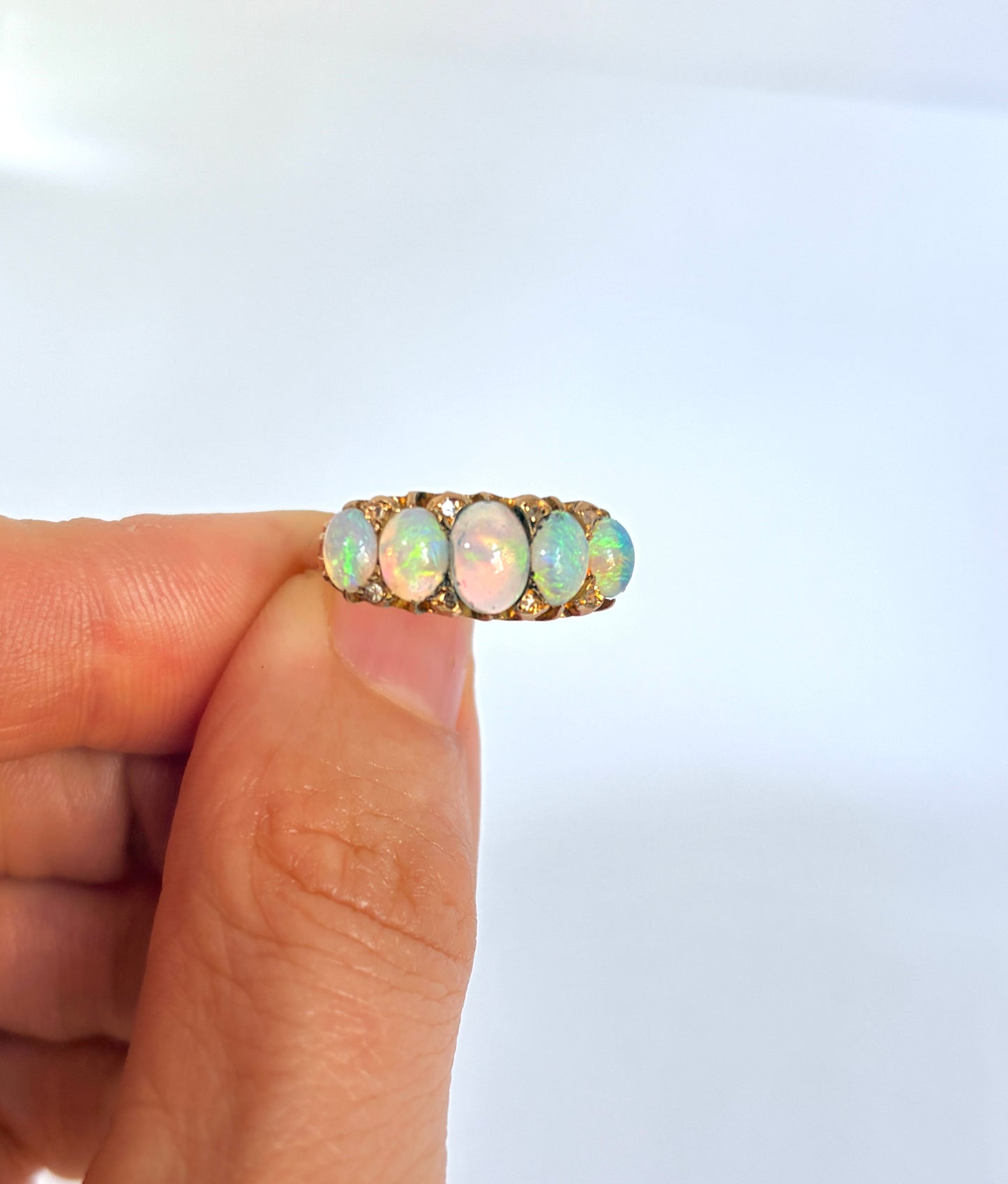 Edwardian, 18ct Gold, Opal and Diamond Ring, Chester, 1903