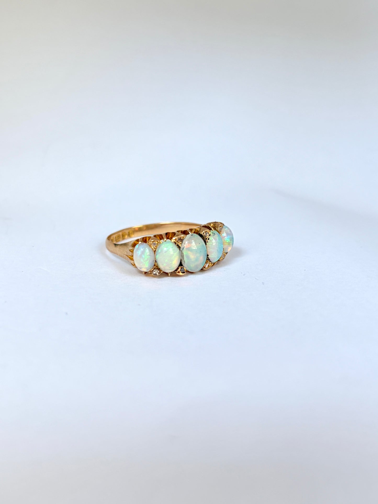 Edwardian, 18ct Gold, Opal and Diamond Ring, Chester, 1903