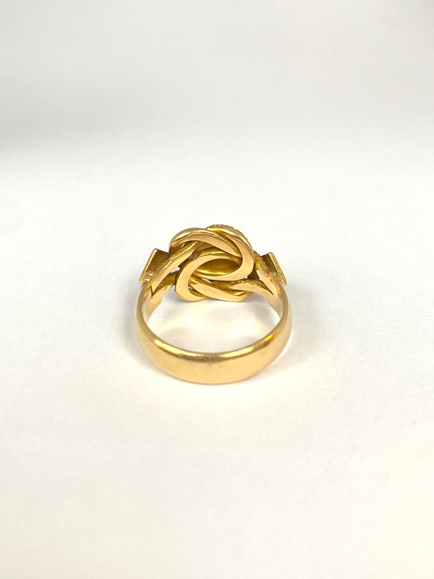 FINAL PAYMENT, 18ct Gold Diamond Lovers Knot Ring featuring, Hallmarked 18ct Gold, London 1918 (7.37g)