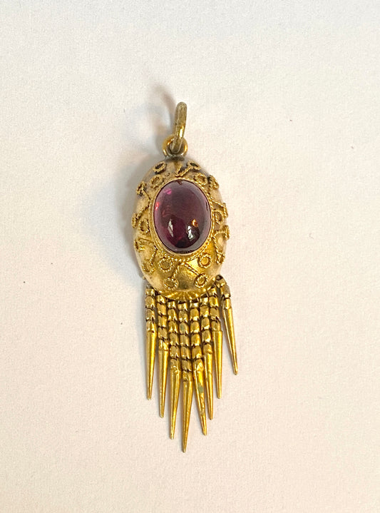 Unusual, 15ct Gold Antique Amethyst Tassel Pendant