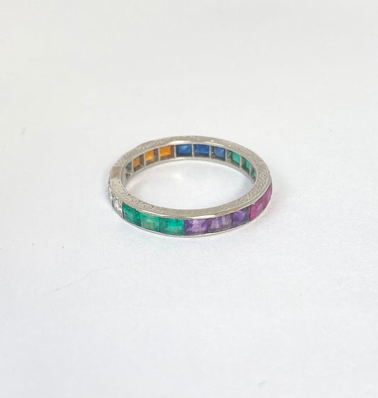 Unusual Vintage, Art Deco, Platinum, Acrostic 'Dearest' Band