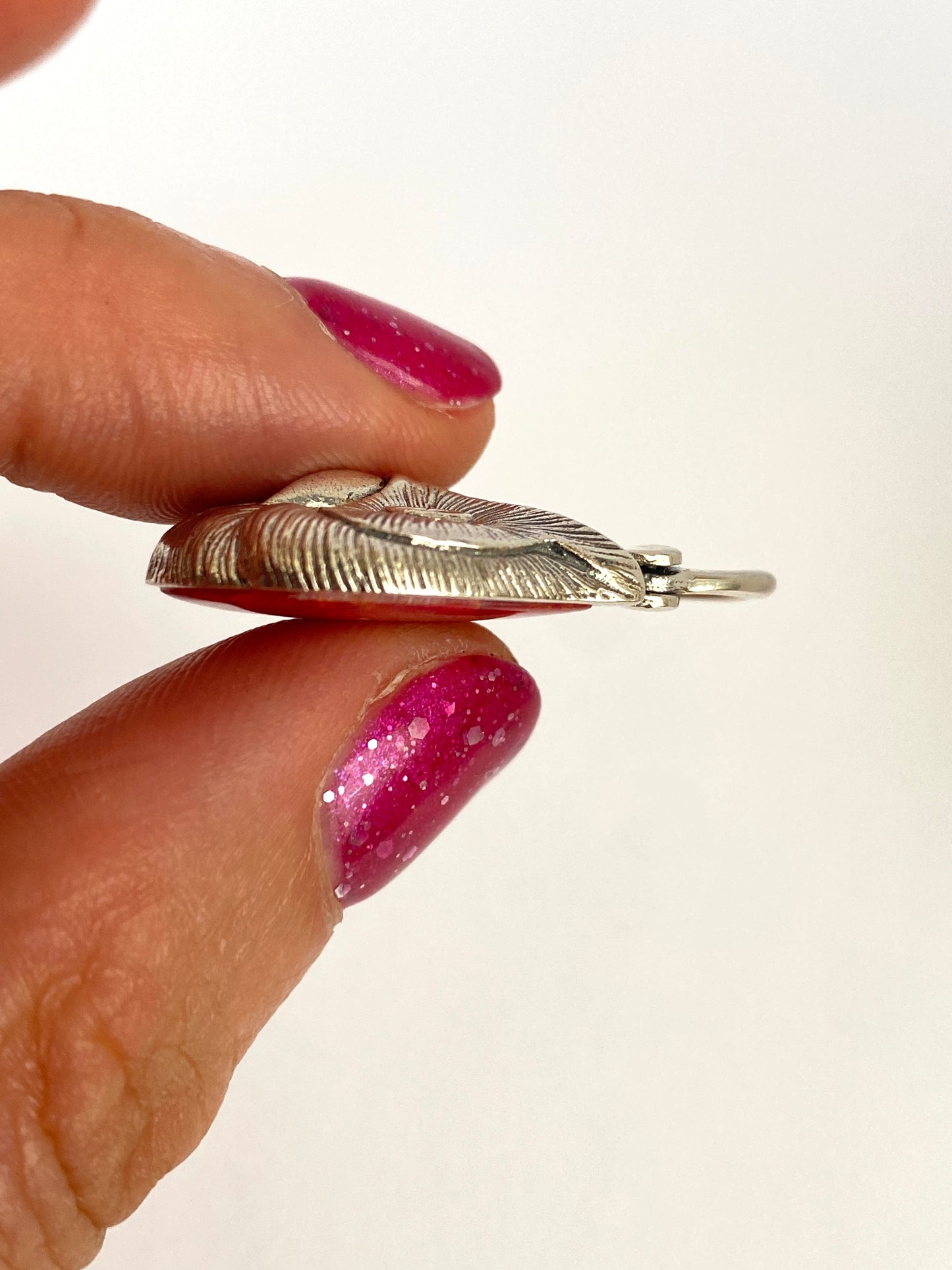 Vintage Solid Silver Owl Padlock clasp with Agate