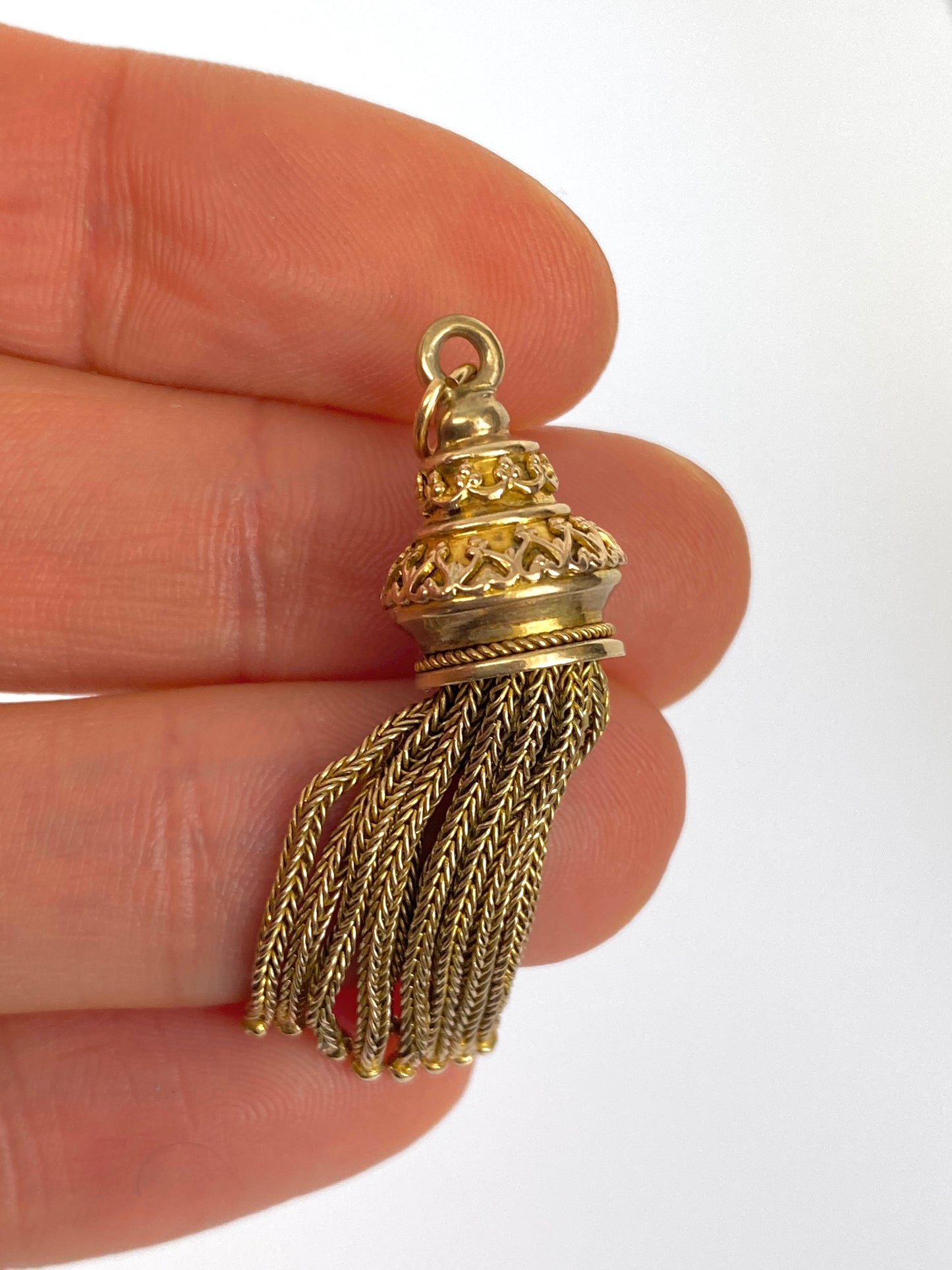 Antique 9ct Gold, Tassel Pendant, 4.37g