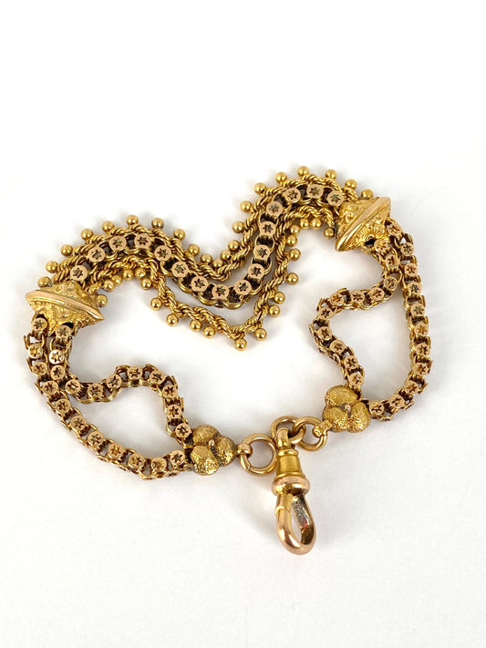 Antique, 15ct Gold Albertina Watch Chain Bracelet (12.43g)