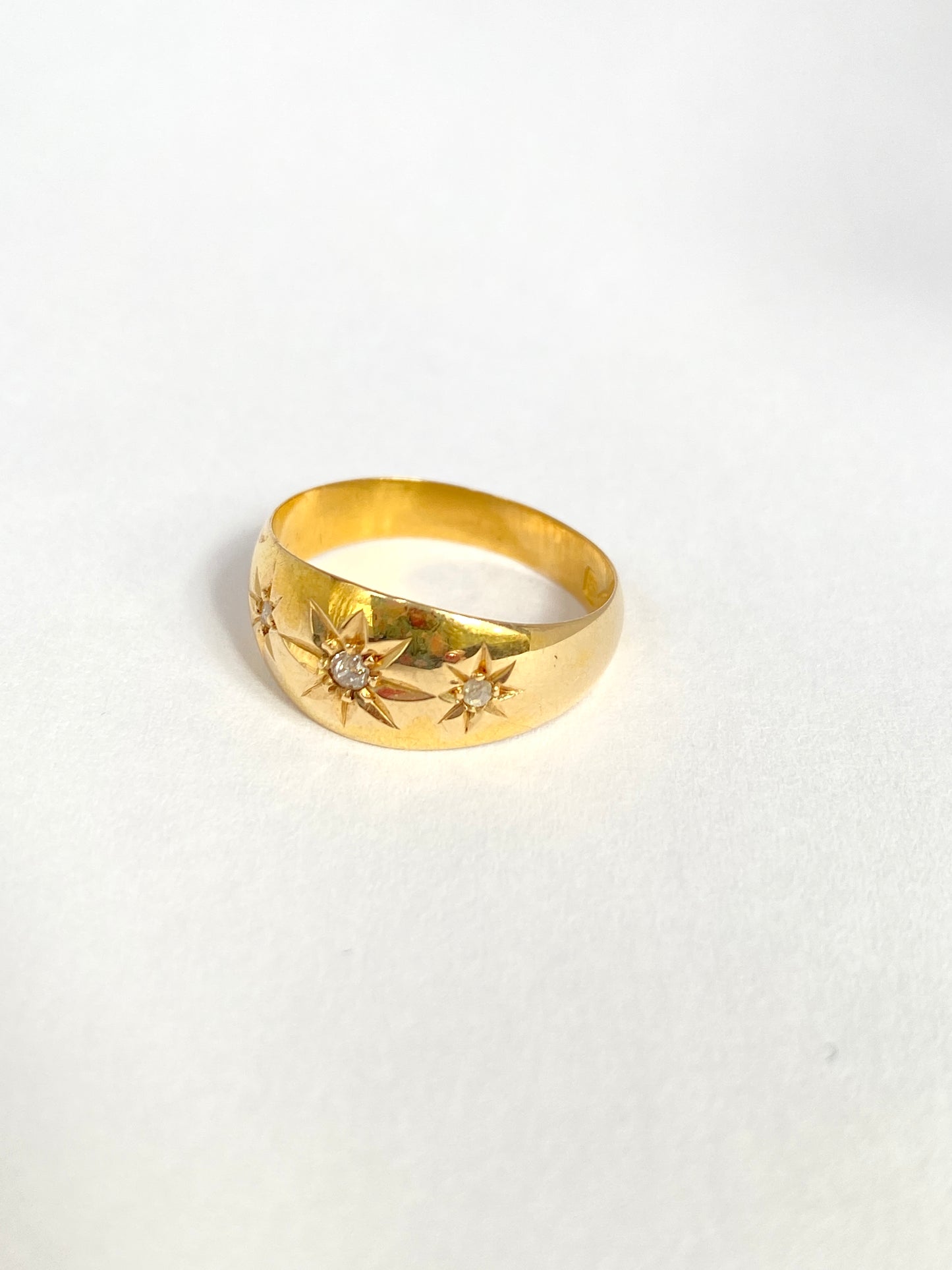 Evelyn final payments Antique, 18ct Gold, Old Cut Diamond, Starburst Gypsy Ring