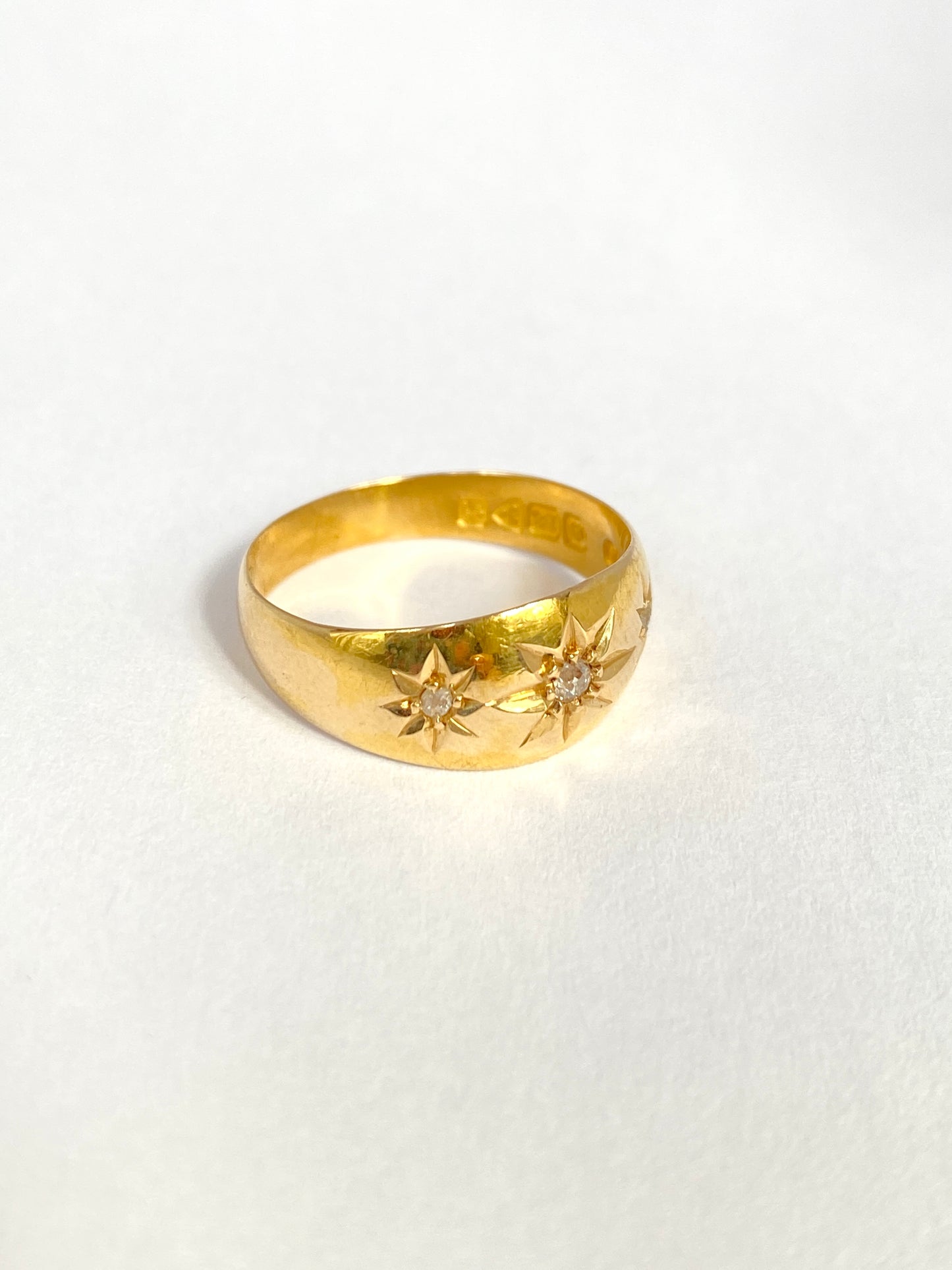 Evelyn final payments Antique, 18ct Gold, Old Cut Diamond, Starburst Gypsy Ring