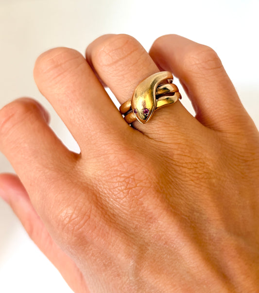 Stunning, Vintage, 9ct Gold Snake Ring, Hallmarked for 9ct Gold, Birmingham, 1970 (6.15g)