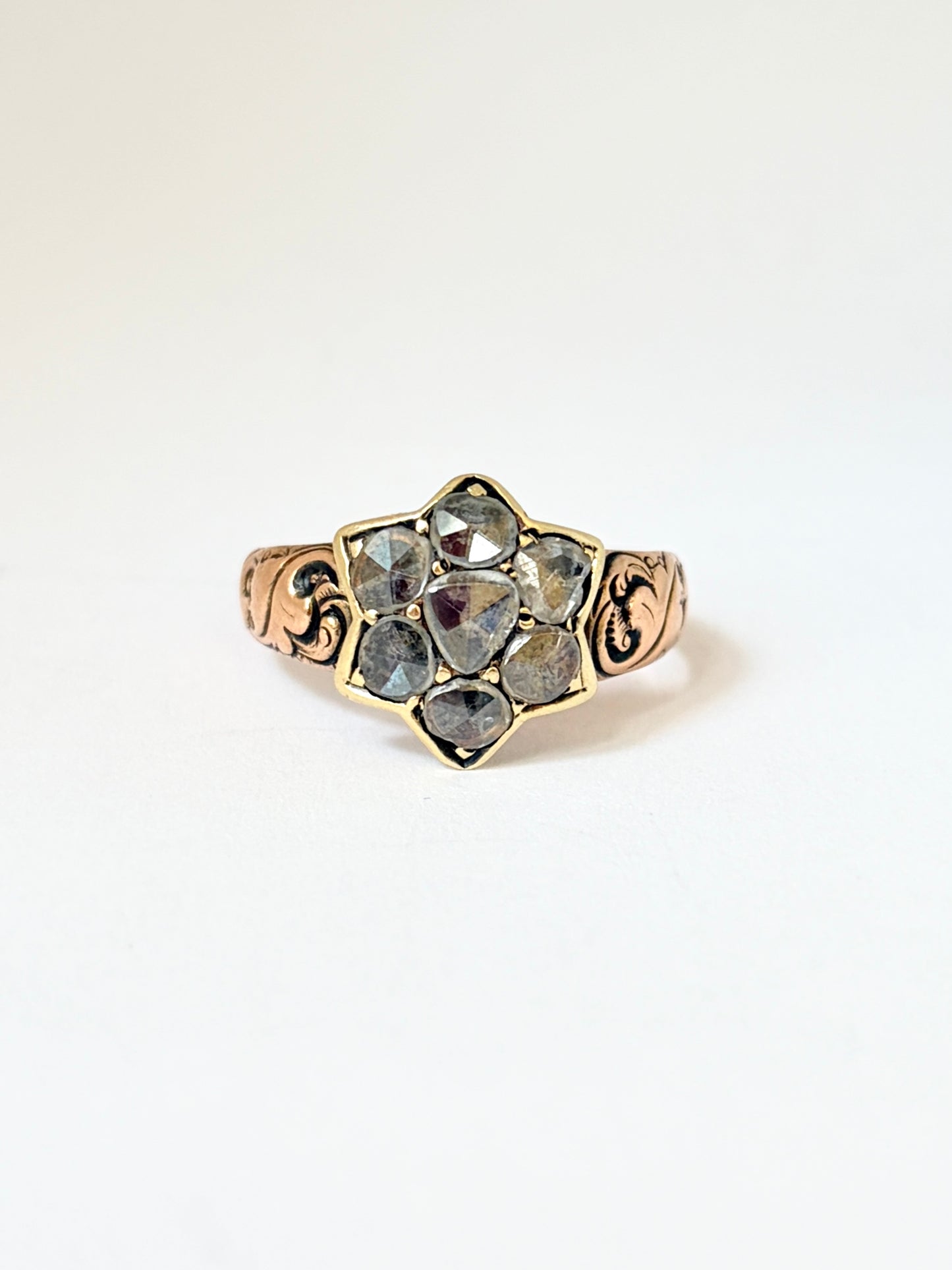 15ct Gold Rose Cut Diamond Star Ring