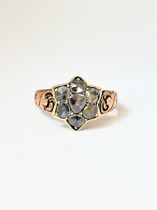 15ct Gold Rose Cut Diamond Star Ring