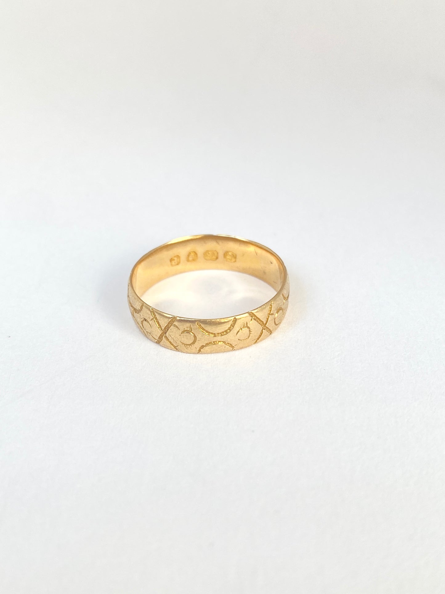 Antique, Victorian, 18ct Gold, Engraved Wedding /Stacking Band, Hallmarked, 18ct Gold, London, 1890