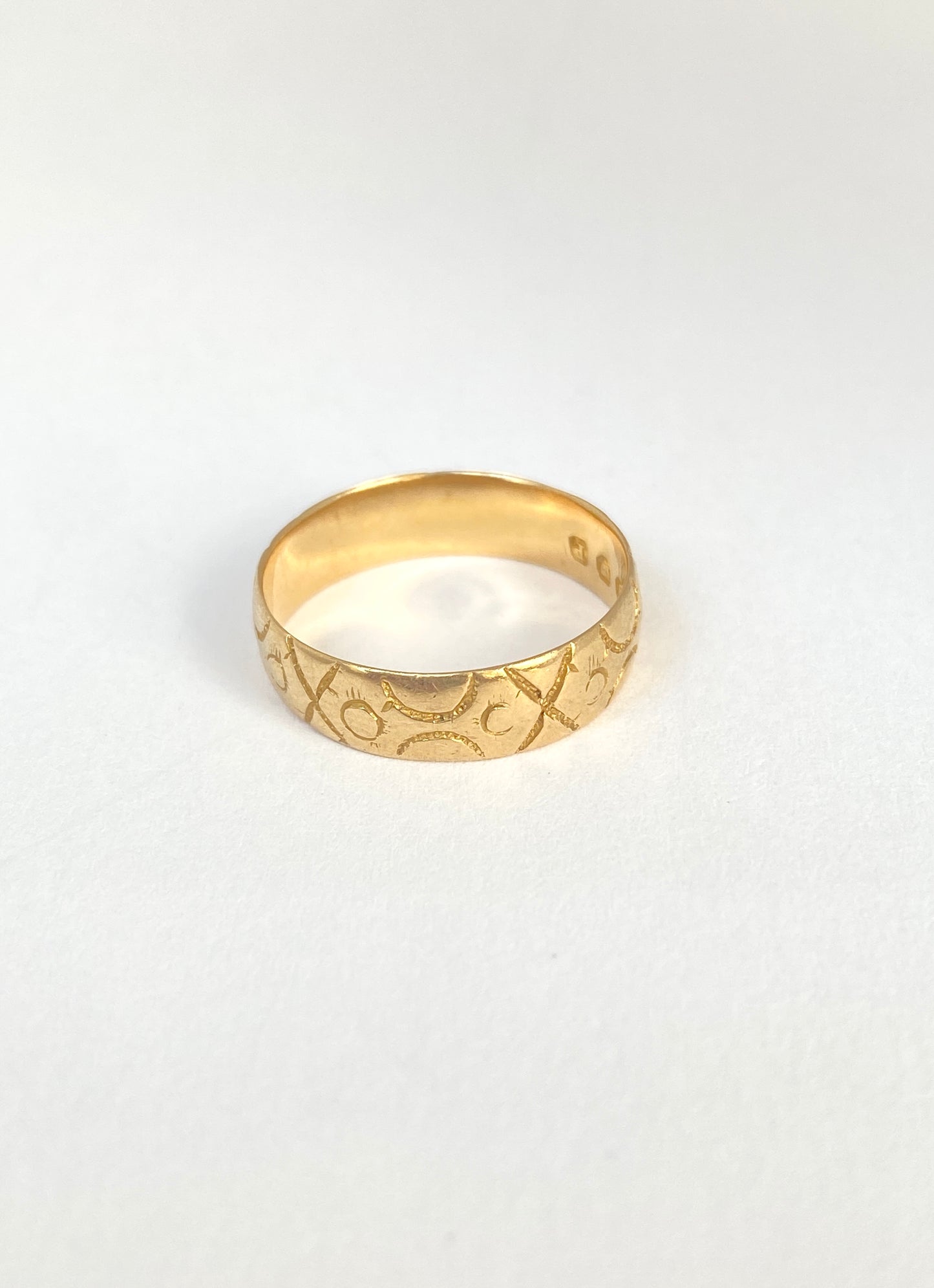 Antique, Victorian, 18ct Gold, Engraved Wedding /Stacking Band, Hallmarked, 18ct Gold, London, 1890