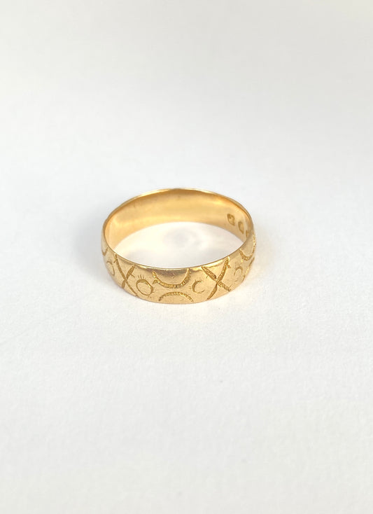 Antique, Victorian, 18ct Gold, Engraved Wedding /Stacking Band, Hallmarked, 18ct Gold, London, 1890