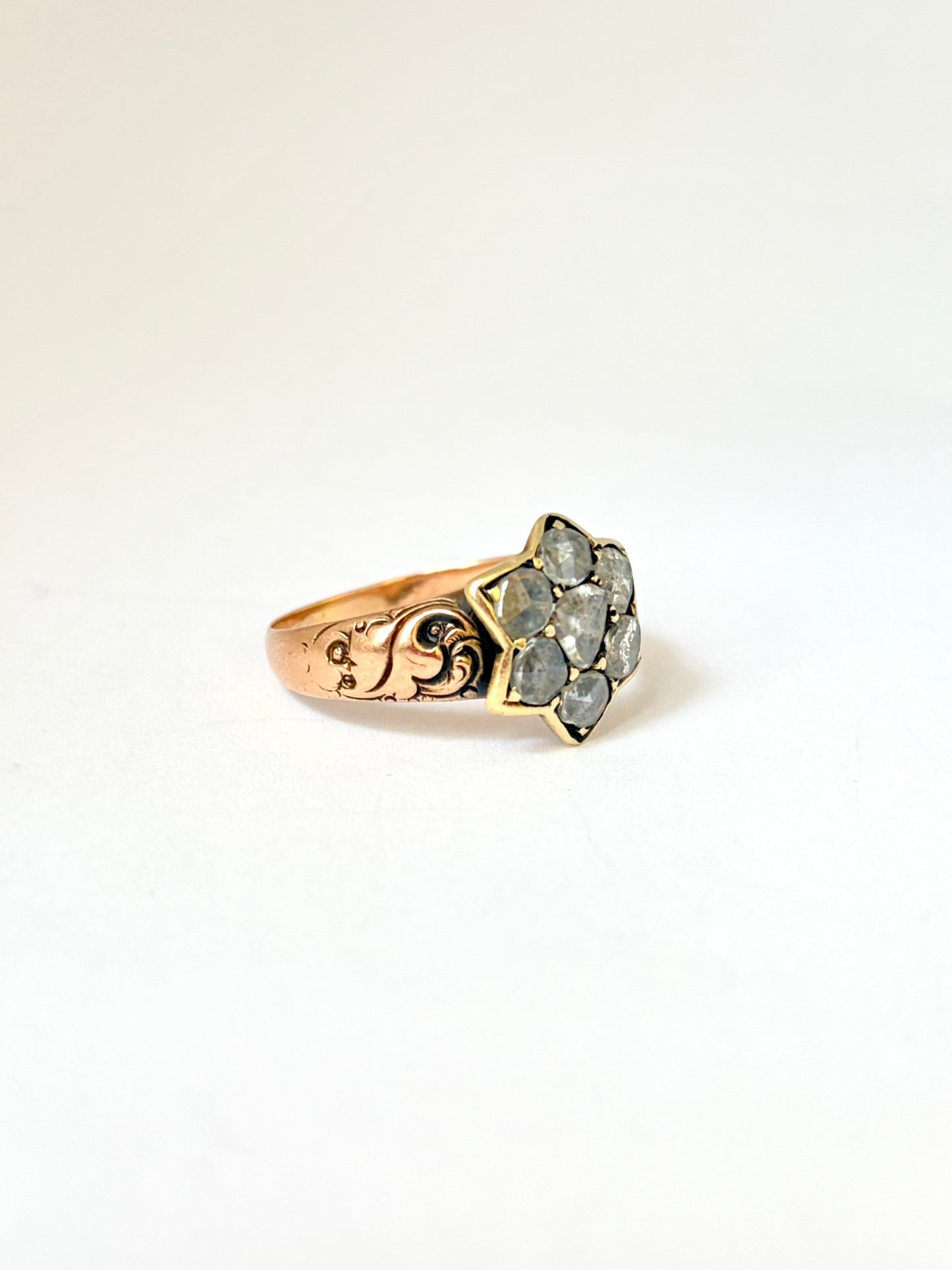 15ct Gold Rose Cut Diamond Star Ring