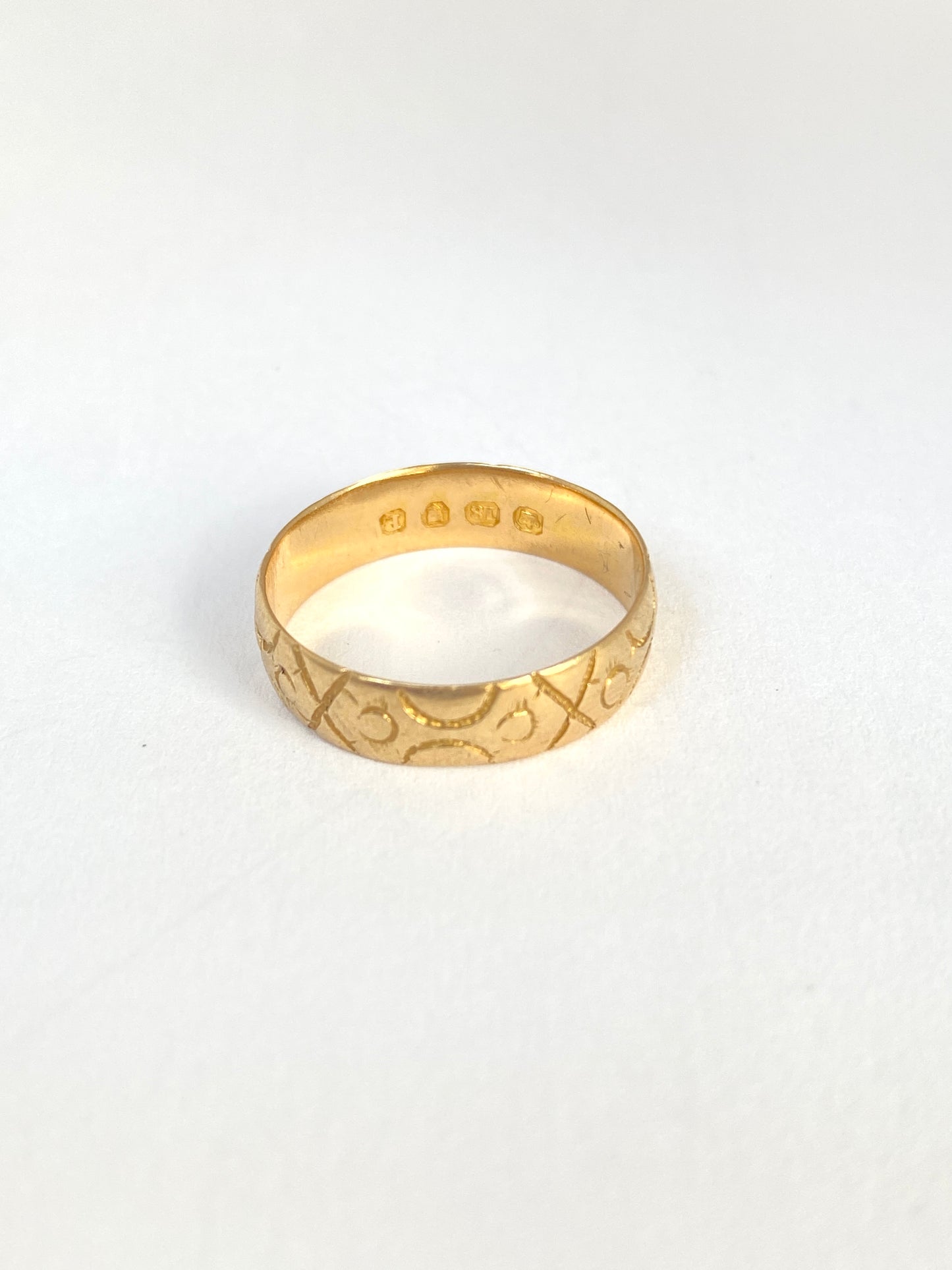 Antique, Victorian, 18ct Gold, Engraved Wedding /Stacking Band, Hallmarked, 18ct Gold, London, 1890