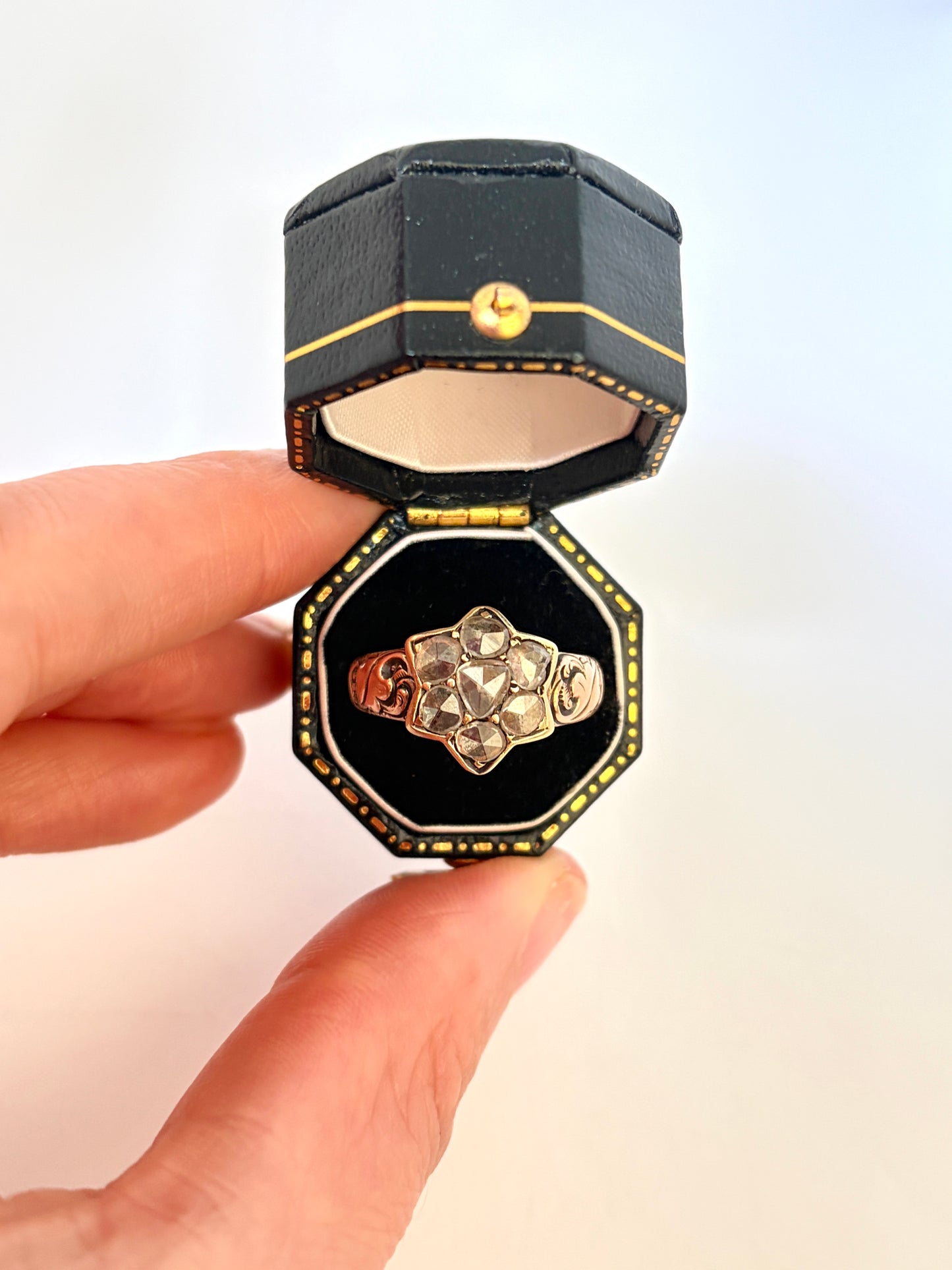 15ct Gold Rose Cut Diamond Star Ring