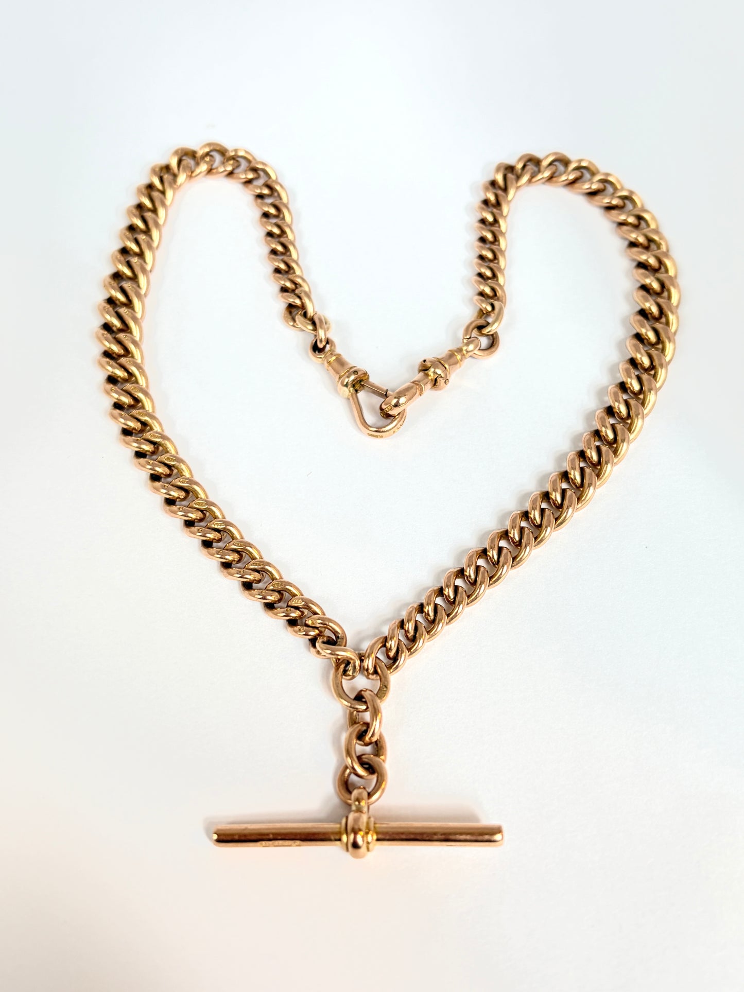 16 inch, Antique, Victorian 9ct Gold Albert Watch Chain, Birmingham, 1924  (59.04g)