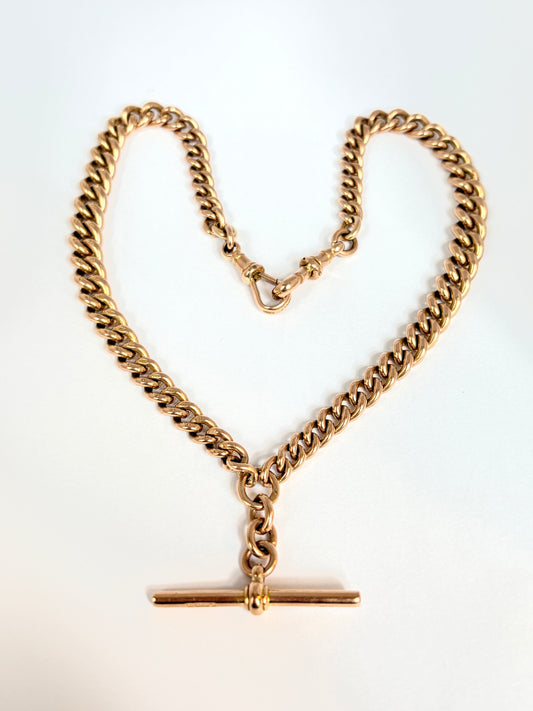 16 inch, Antique, Victorian 9ct Gold Albert Watch Chain, Birmingham, 1924  (59.04g)