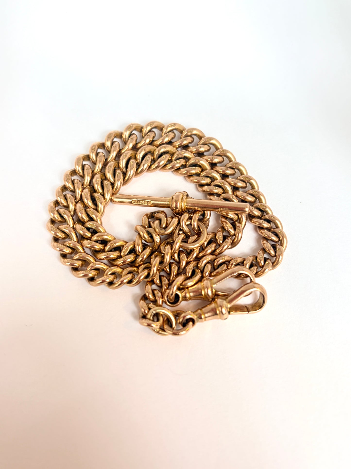 16 inch, Antique, Victorian 9ct Gold Albert Watch Chain, Birmingham, 1924  (59.04g)
