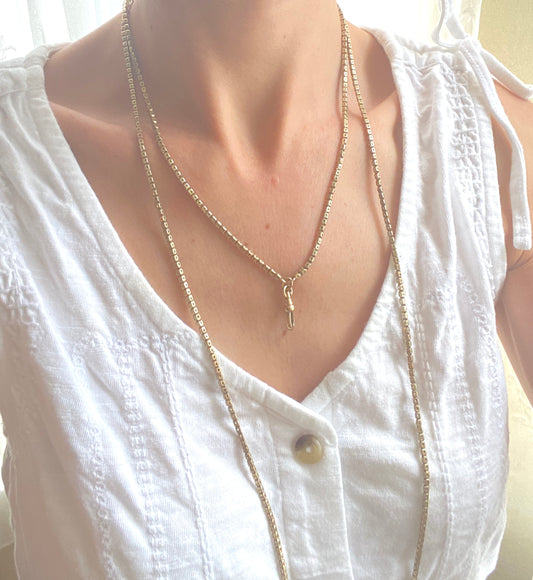 Antique, Pinchbeck Victorian Pierced Link Long Guard chain 52 inches, 22.19g