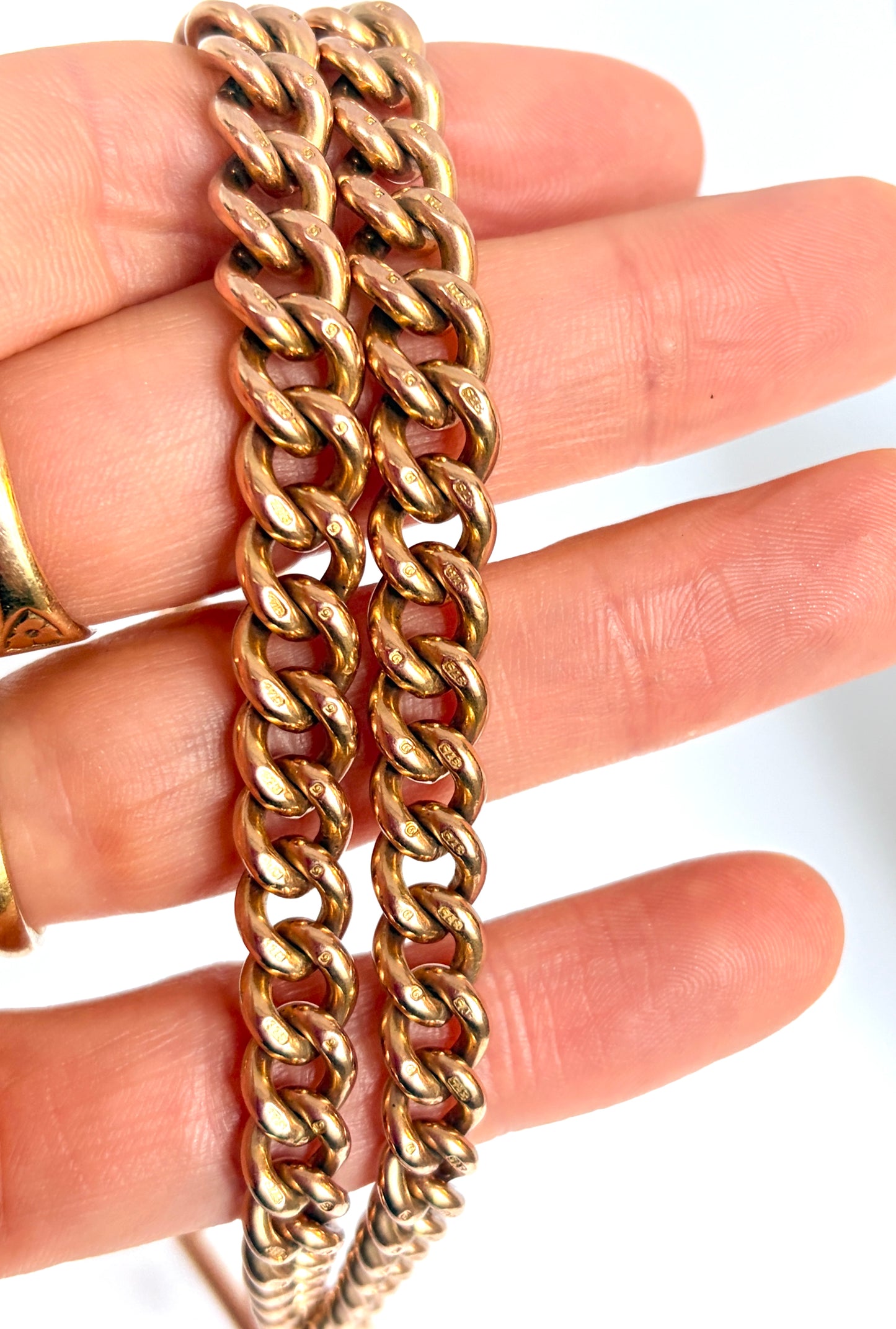 16 inch, Antique, Victorian 9ct Gold Albert Watch Chain, Birmingham, 1924  (59.04g)