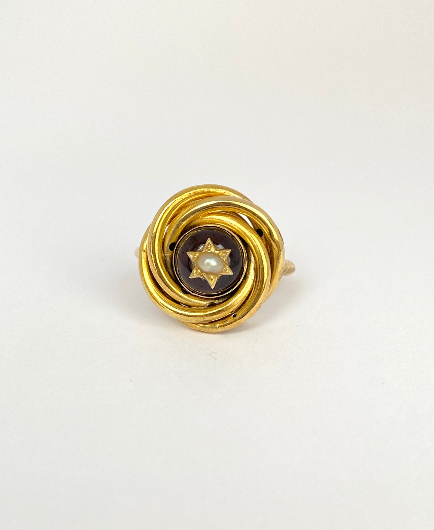 Large, Victorian, 18ct Gold, Garnet and Seed Pearl Star Ring