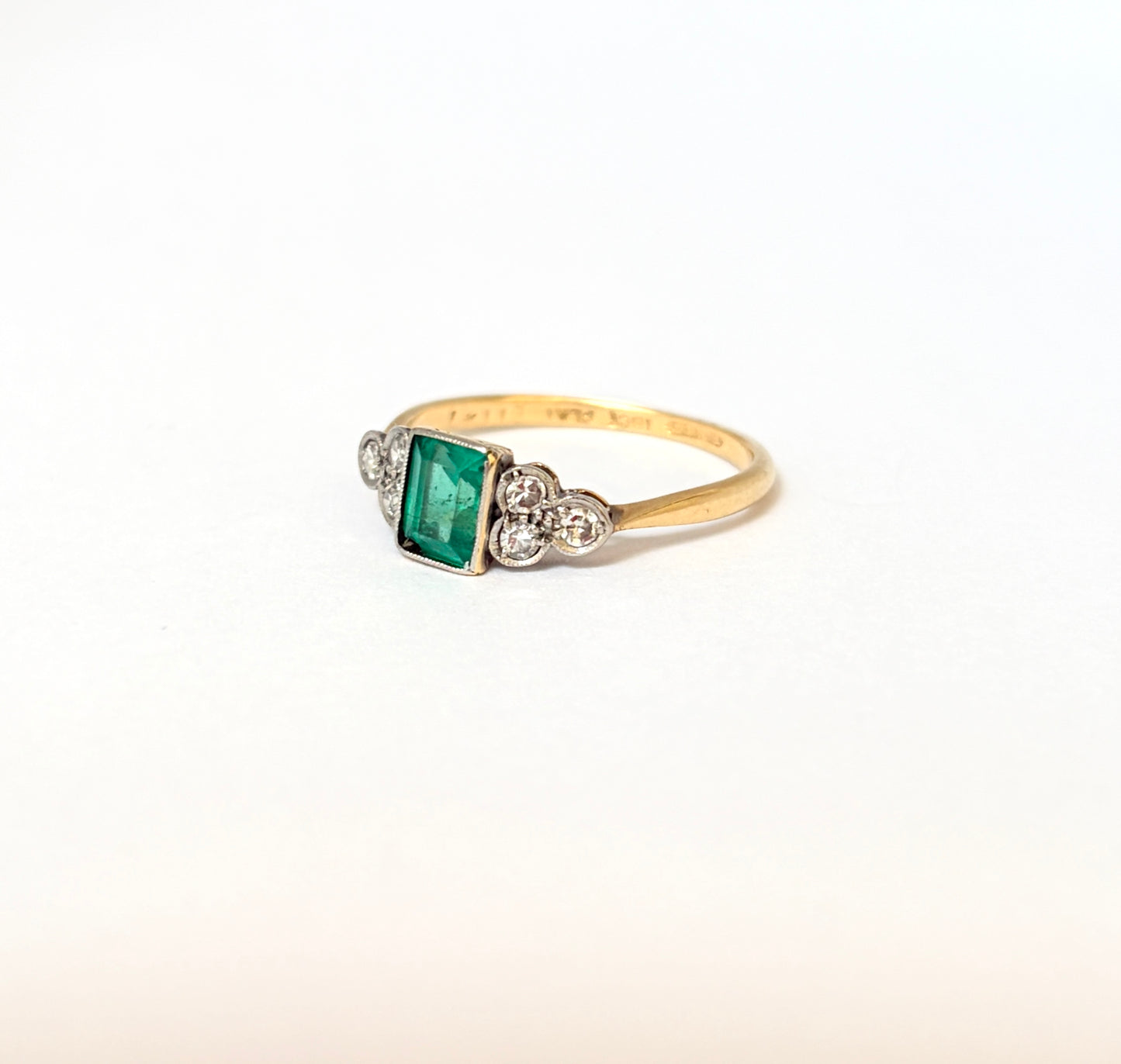 Vintage, 18ct Gold Emerald and Diamond Engagement Ring