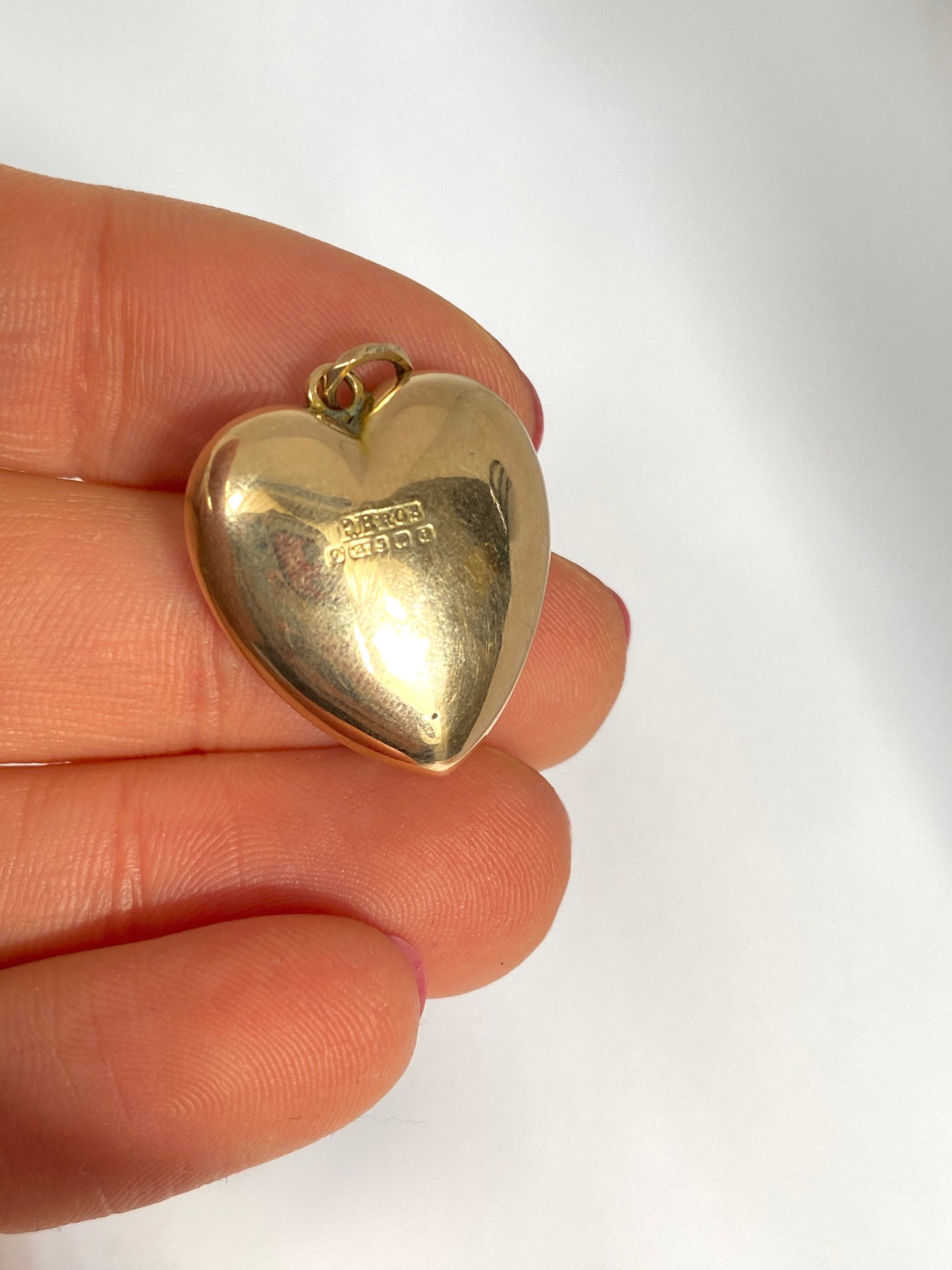 Large, Antique Puffy Heart Pendant, Hallmarked, Birmingham, 9ct Gold, 1903