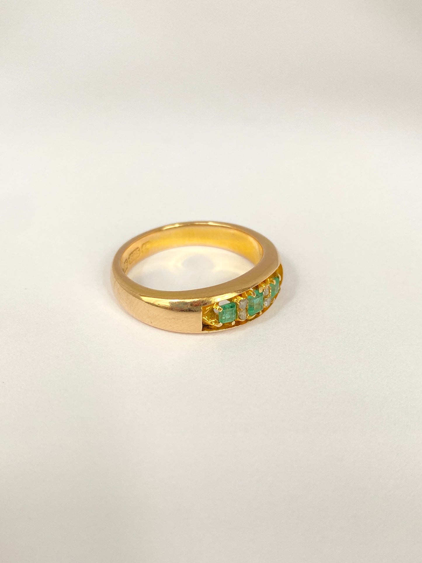 Wonderful, Vintage, 15ct Gold Emerald and Diamond Ring, 6.63g