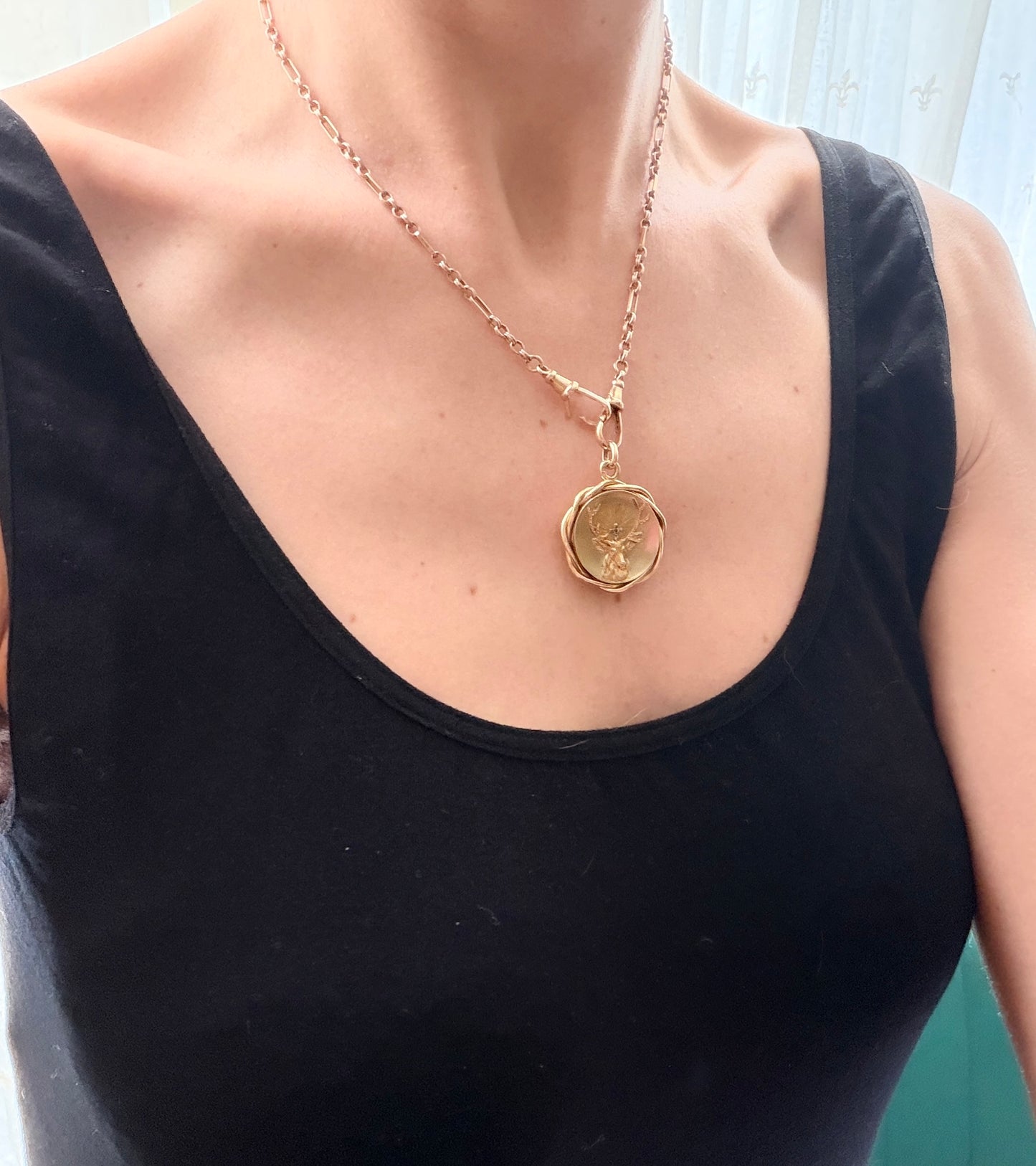 Victorian, 15ct Gold Stag Head Locket/Pendant with Diamond Cross